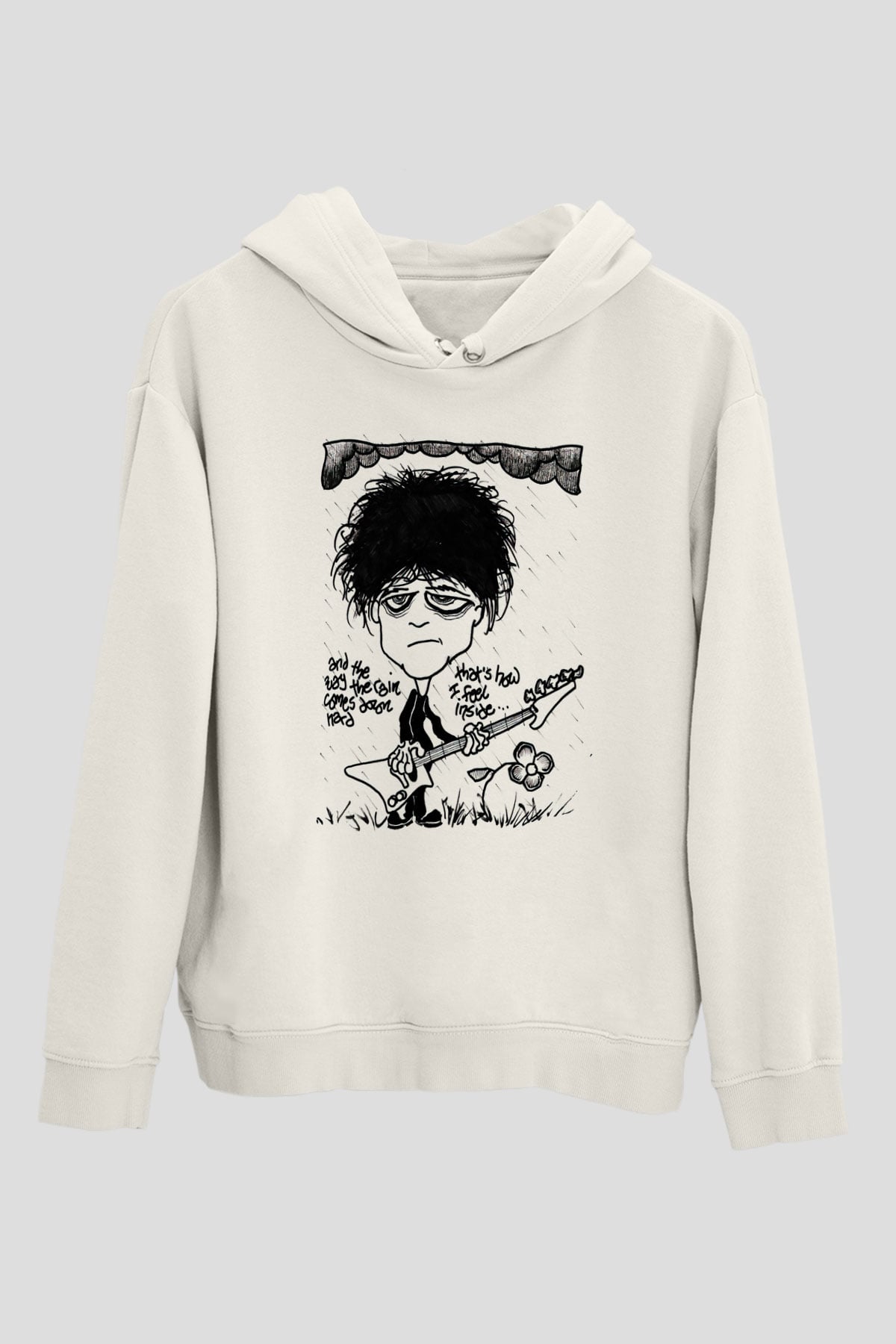 The Cure Beyaz Unisex Kapüşonlu Sweatshirt