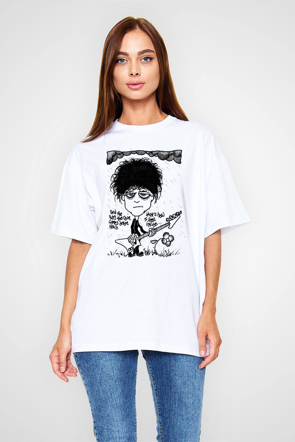 The Cure Beyaz Oversize Tişört Oversize T-shirt - TişörtFabrikası