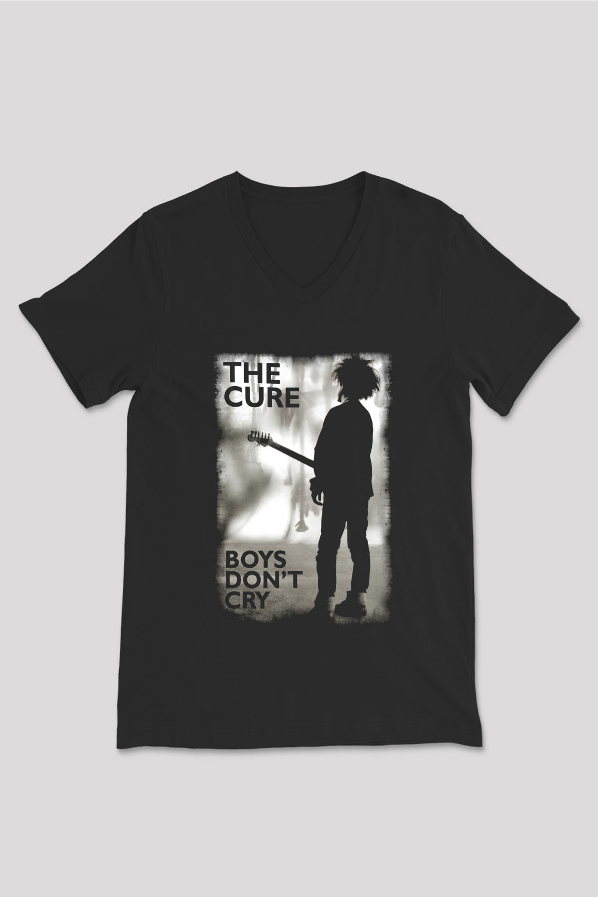 The Cure Siyah Unisex V Yaka Tişört T-Shirt