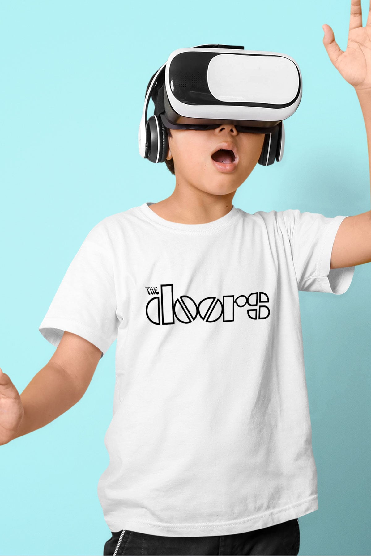 The Doors Baskılı Beyaz Unisex Çocuk Tişört