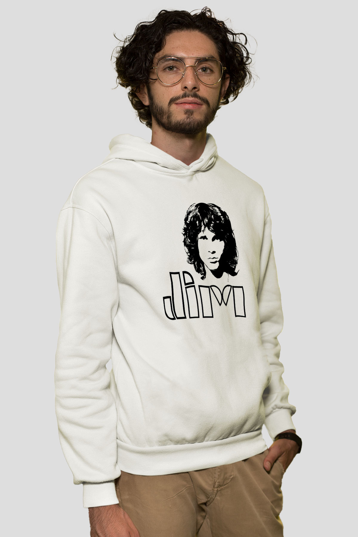 The Doors Beyaz Unisex Kapüşonlu Sweatshirt