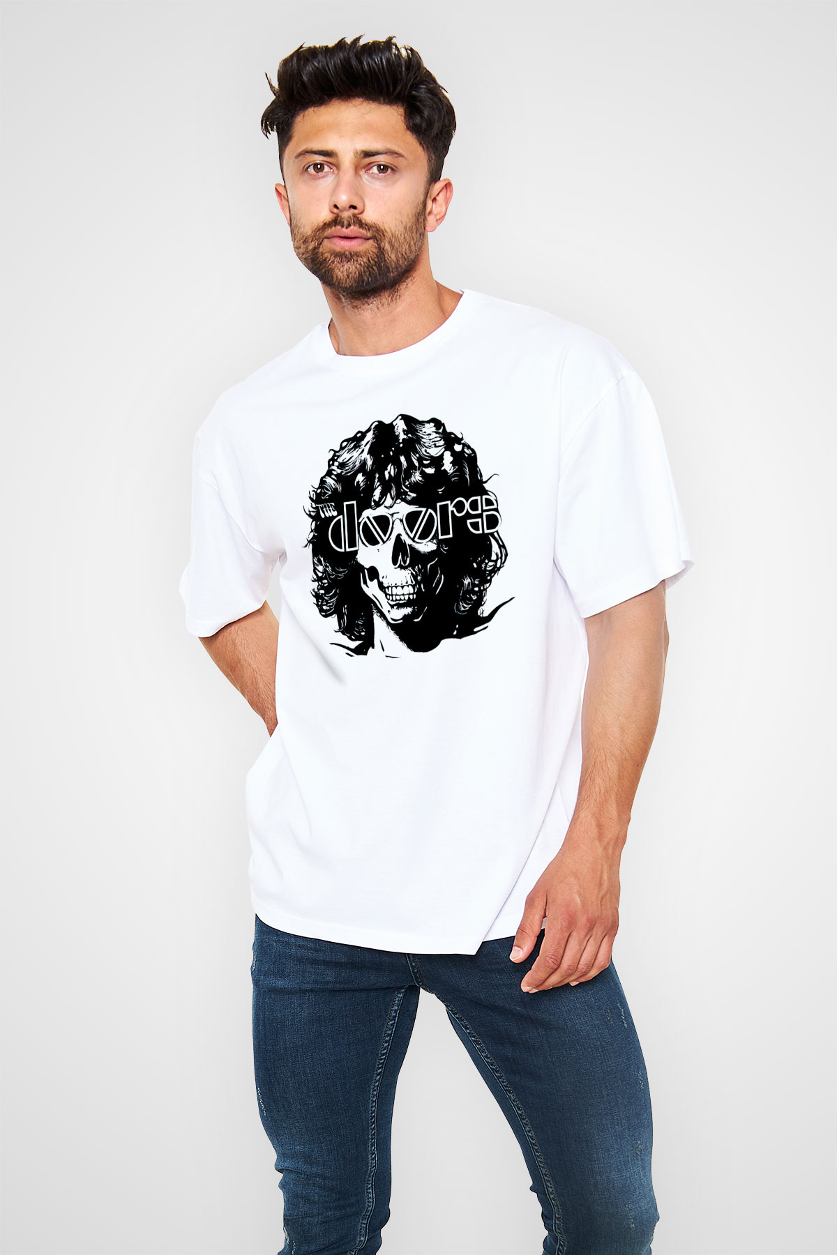 The Doors Beyaz Oversize Tişört Oversize T-shirt - TişörtFabrikası