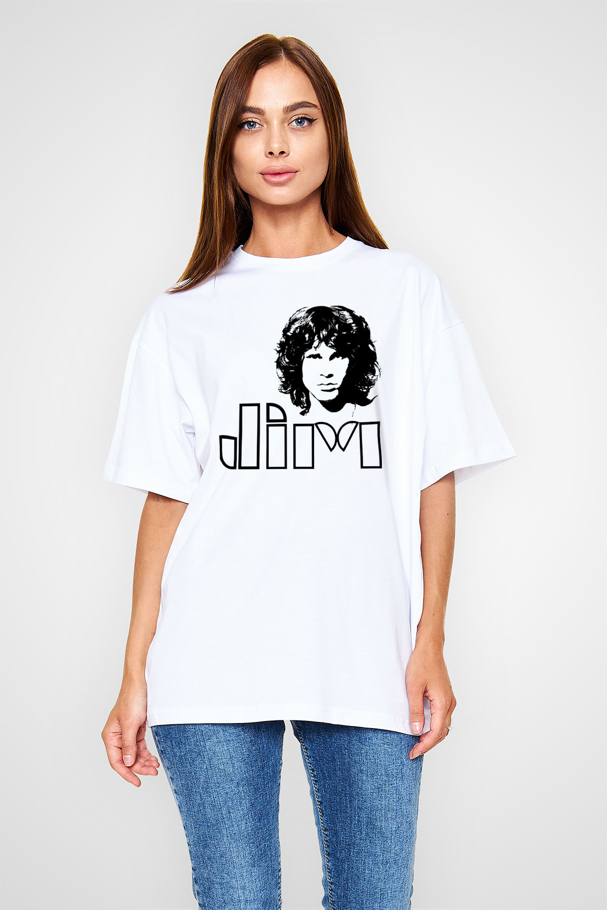 The Doors Beyaz Oversize Tişört Oversize T-shirt - TişörtFabrikası