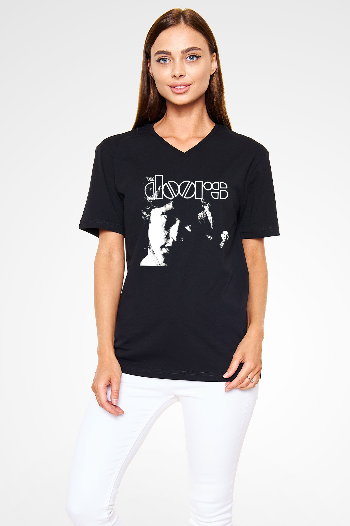 The Doors Siyah Unisex V Yaka Tişört