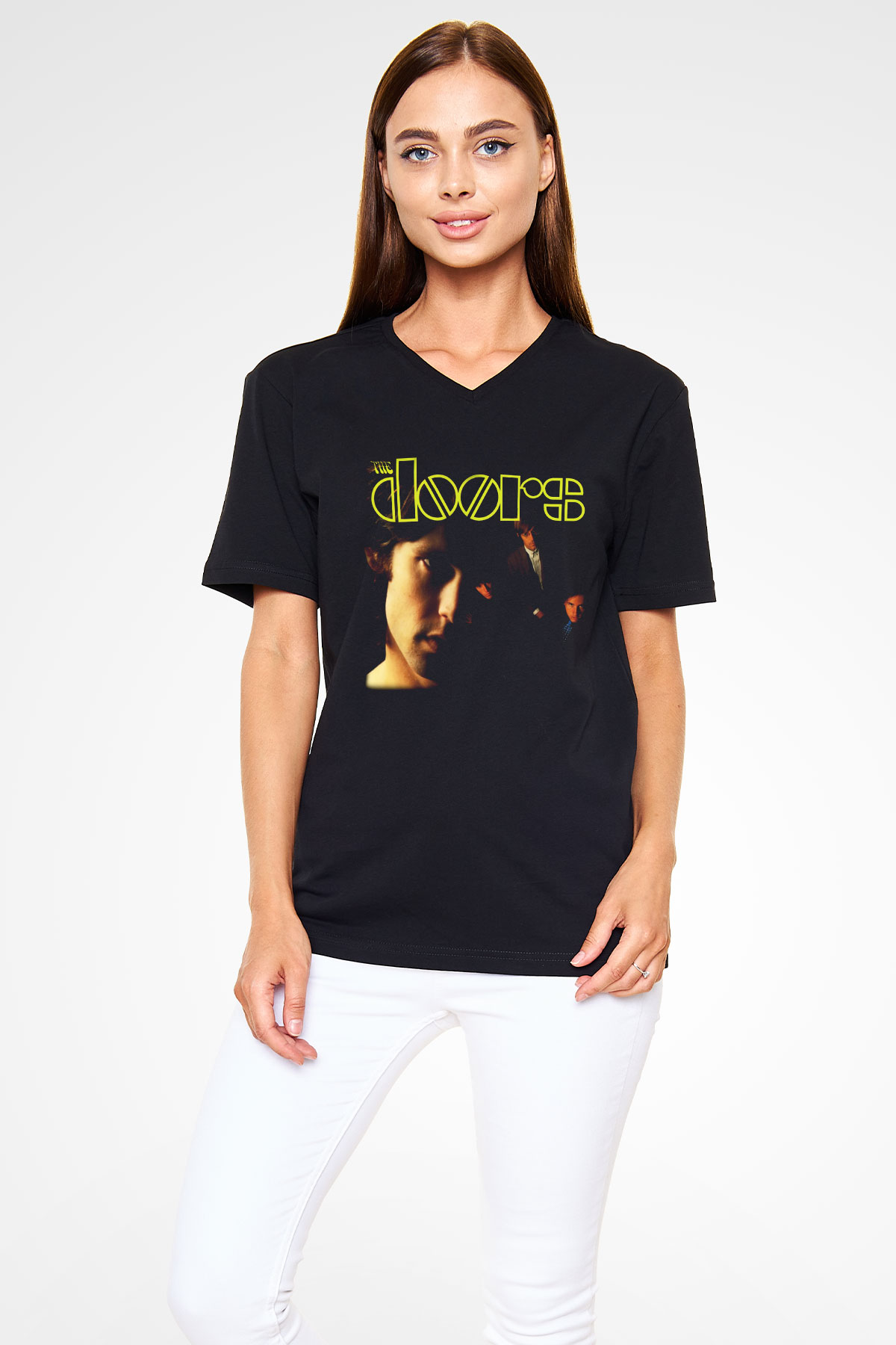 The Doors Siyah Unisex V Yaka Tişört