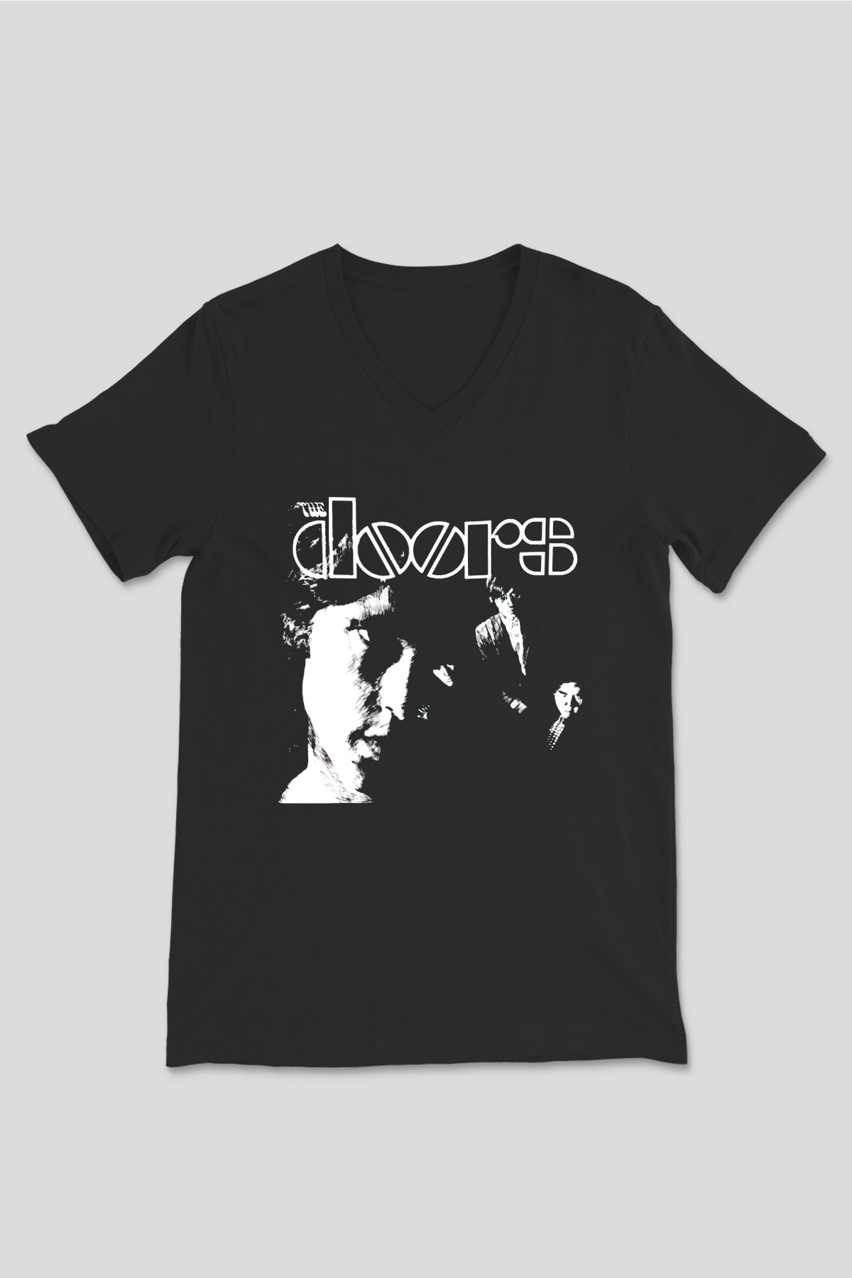 The Doors Siyah Unisex V Yaka Tişört