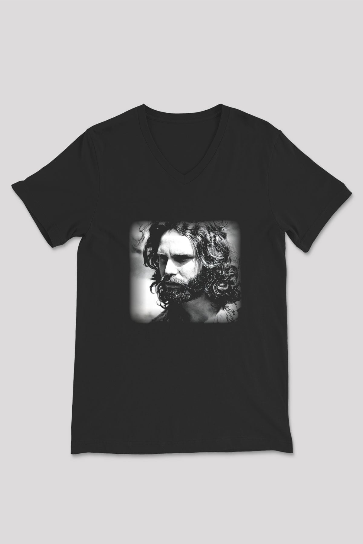 The Doors Siyah Unisex V Yaka Tişört T-Shirt