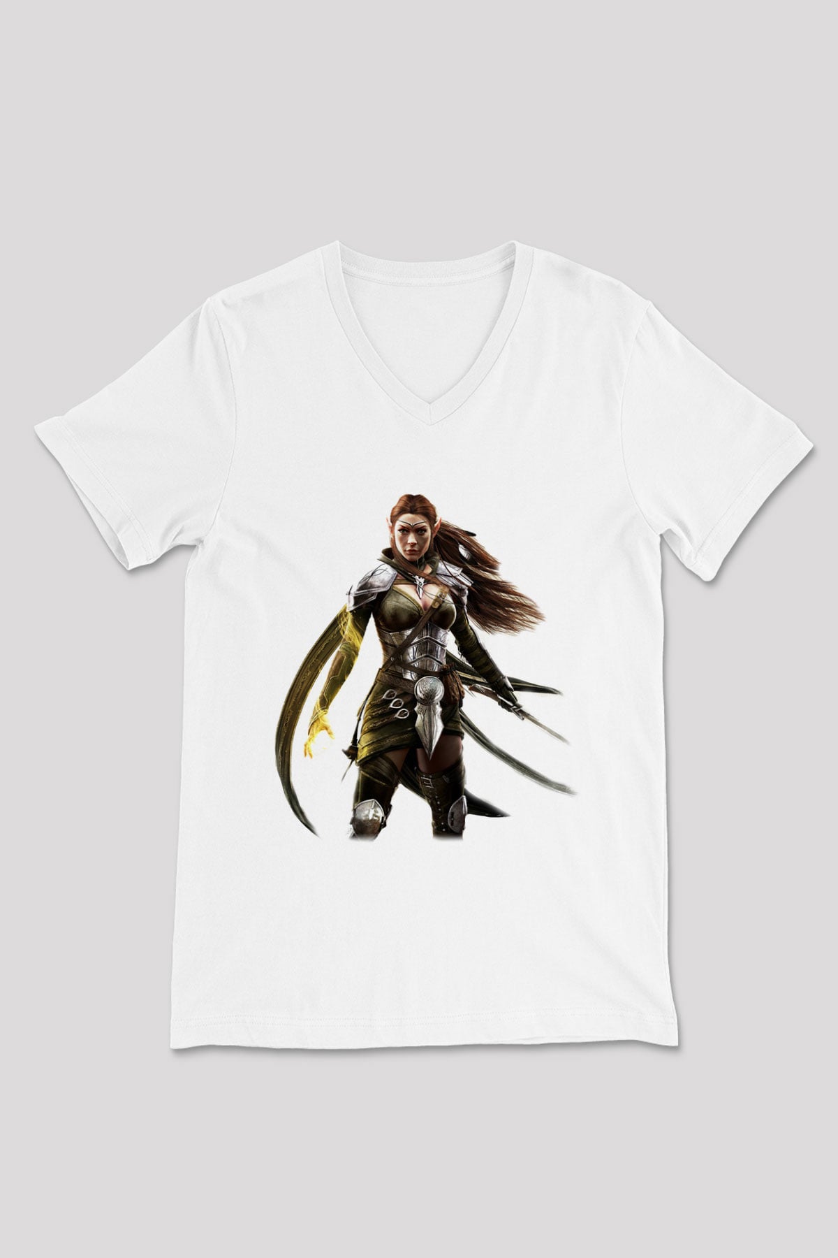 The Elder Scrolls Online Beyaz Unisex V Yaka Tişört T-Shirt
