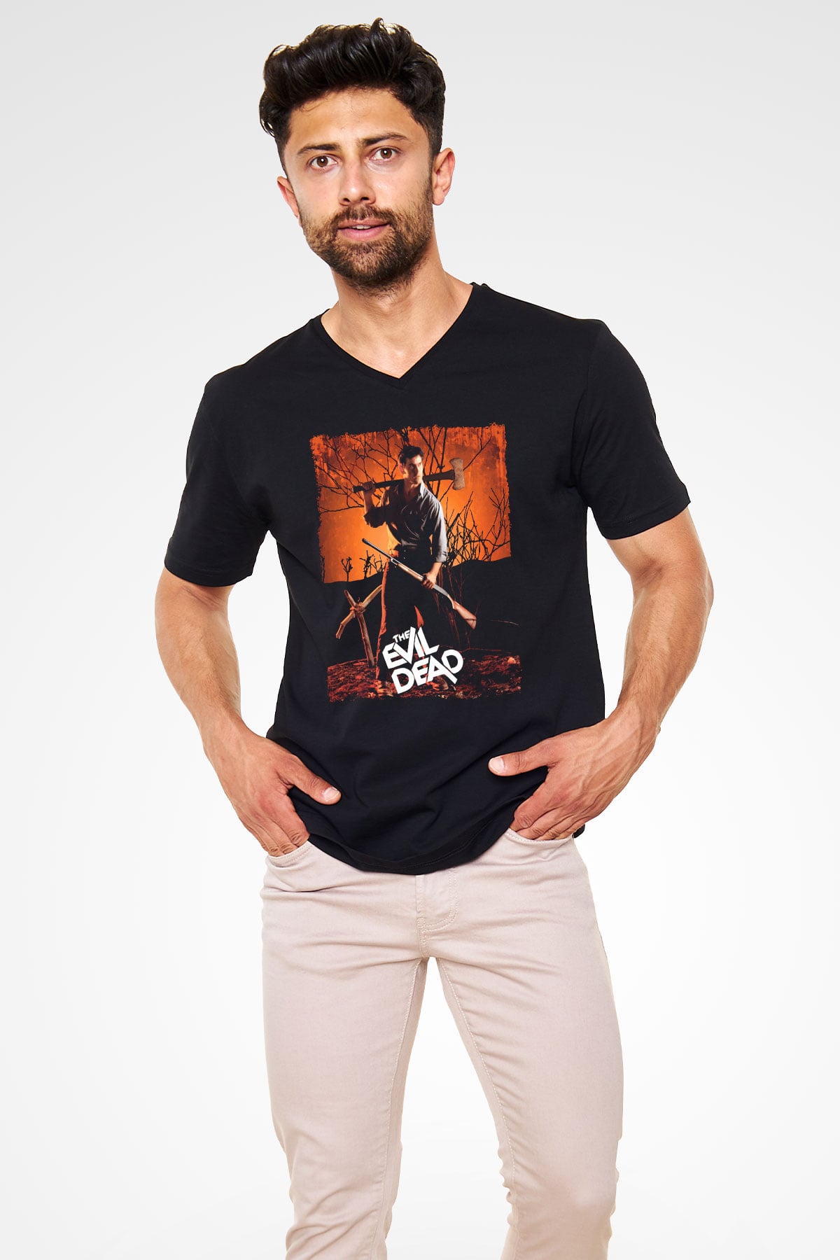 The Evil Dead Siyah Unisex V Yaka Tişört