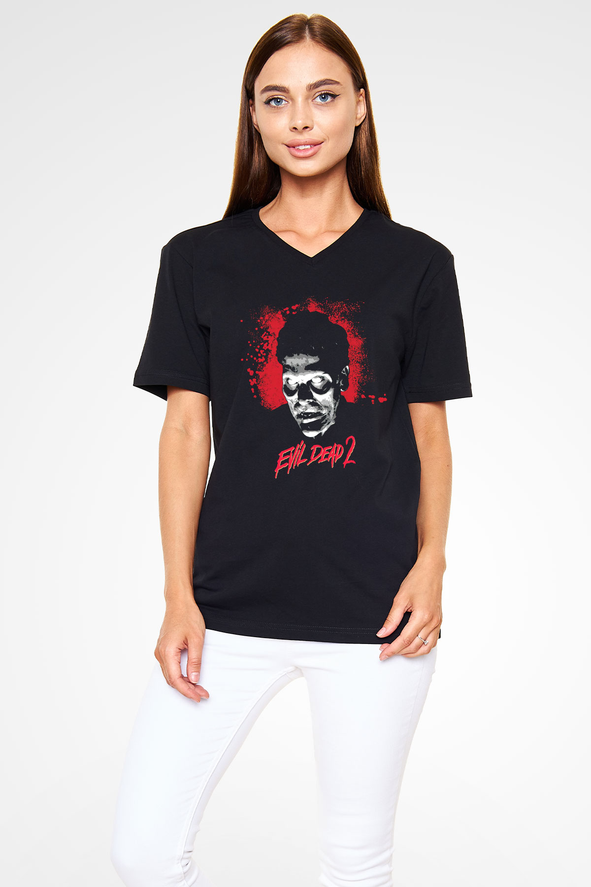 The Evil Dead Siyah Unisex V Yaka Tişört