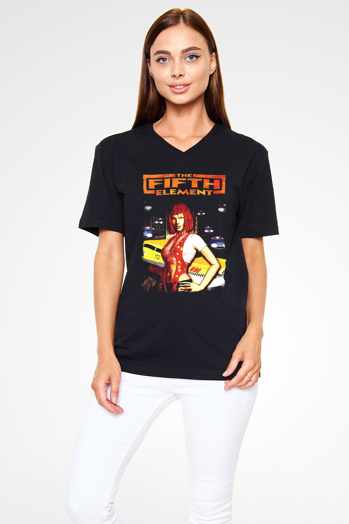 The Fifth Element Siyah Unisex  V Yaka Tişört