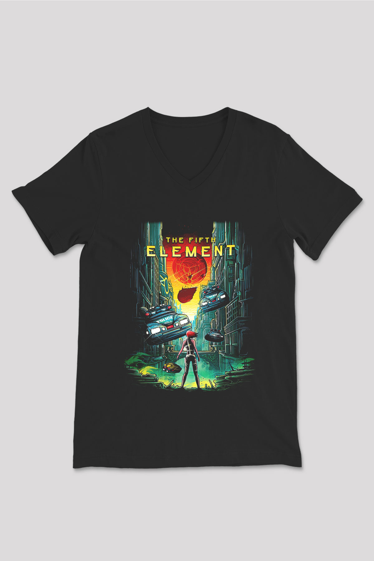 The Fifth Element Siyah Unisex V Yaka Tişört
