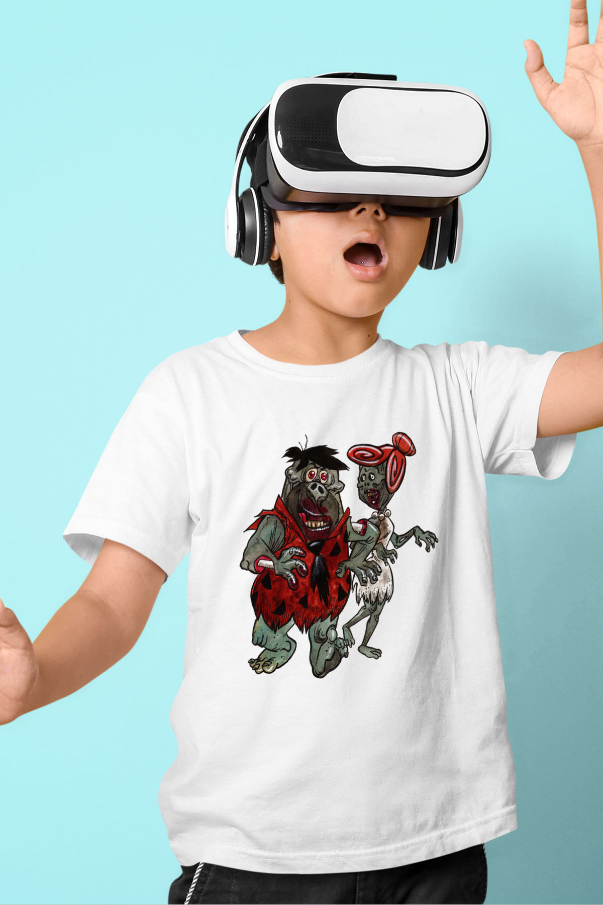 The Flintstones Taş Devri Baskılı Beyaz Unisex Çocuk Tişört