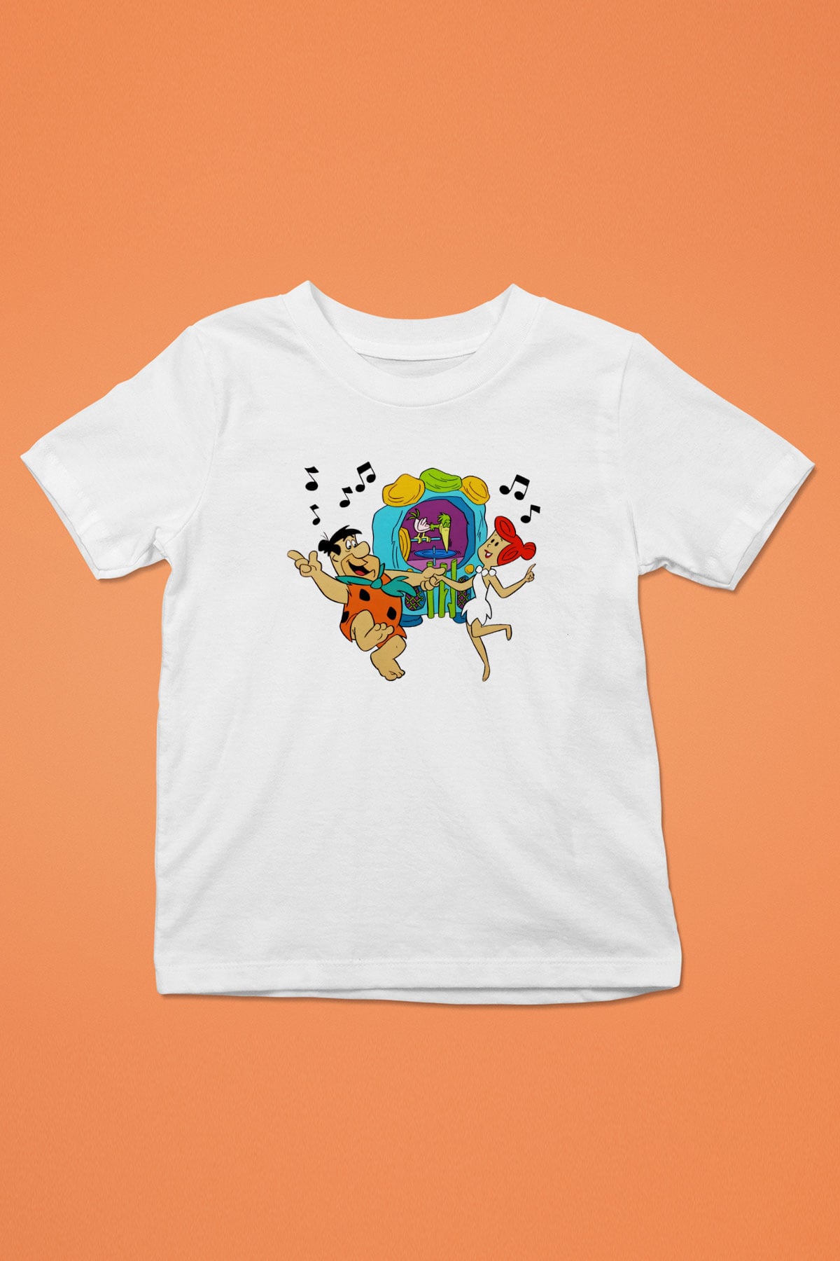The Flintstones Taş Devri Baskılı Beyaz Unisex Çocuk Tişört