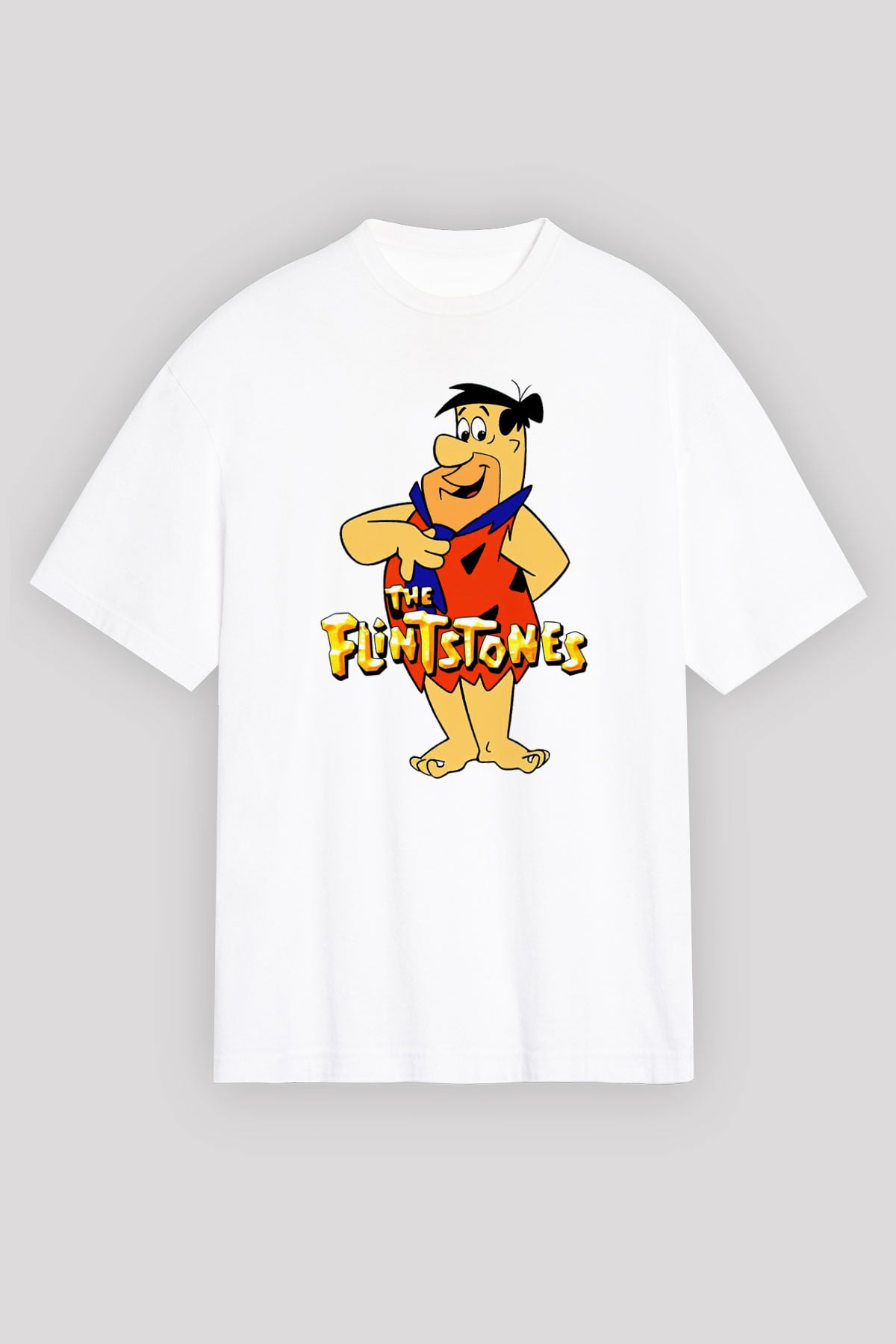 The Flintstones Taş Devri Beyaz Oversize Tişört