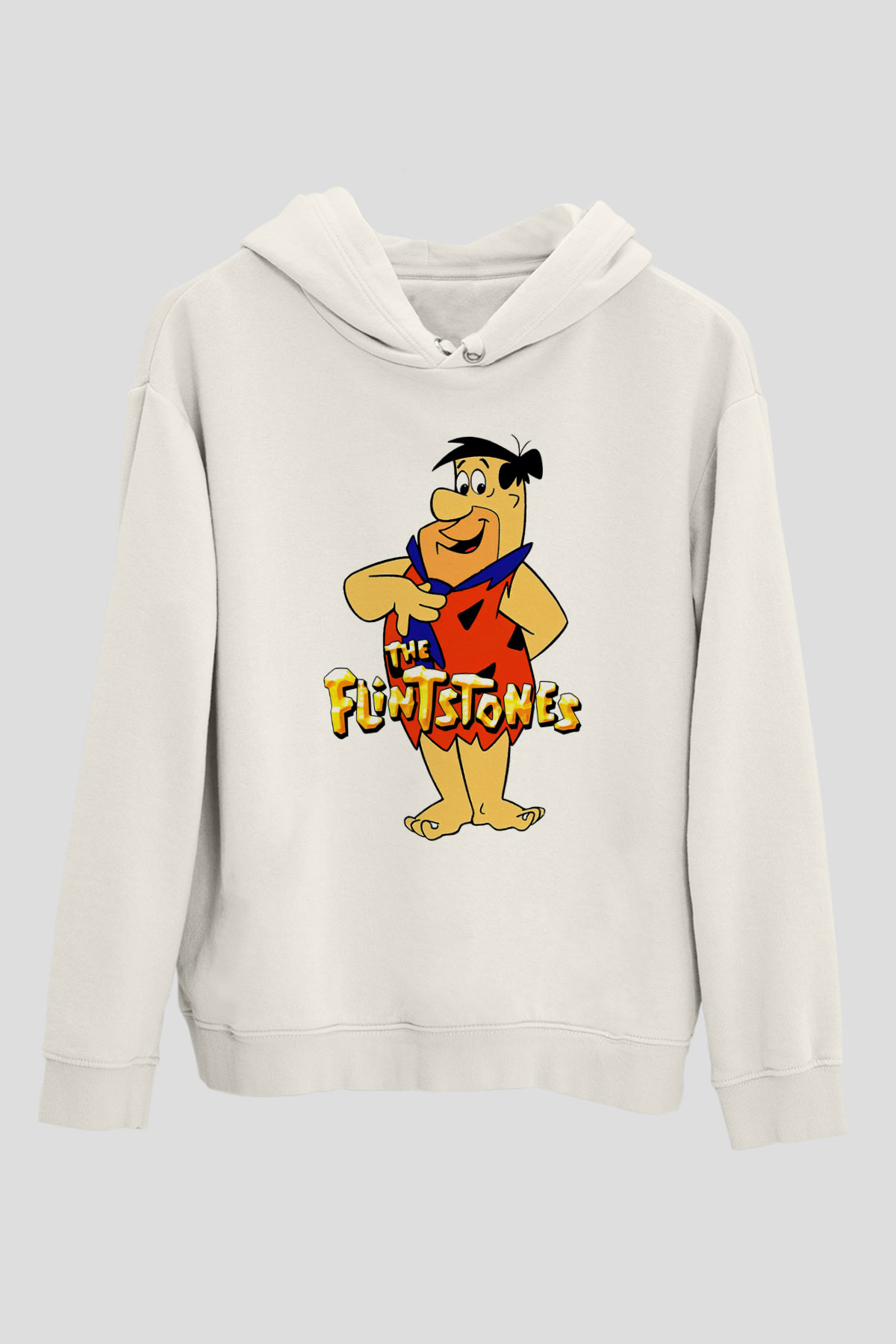 The Flintstones Taş Devri Beyaz Unisex Hoodie