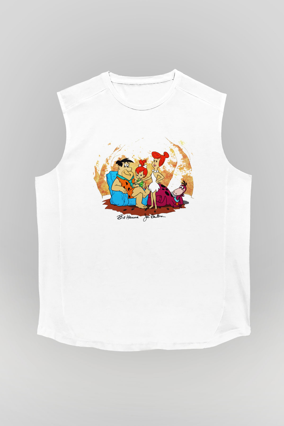 The Flintstones Taş Devri Beyaz Unisex Kolsuz Tişört