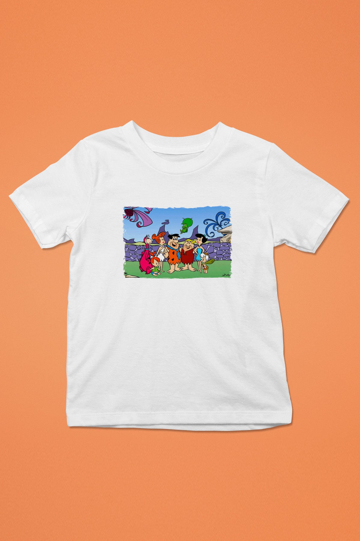 The Flintstones Taş Devri Beyaz Unisex  Çocuk Tişört