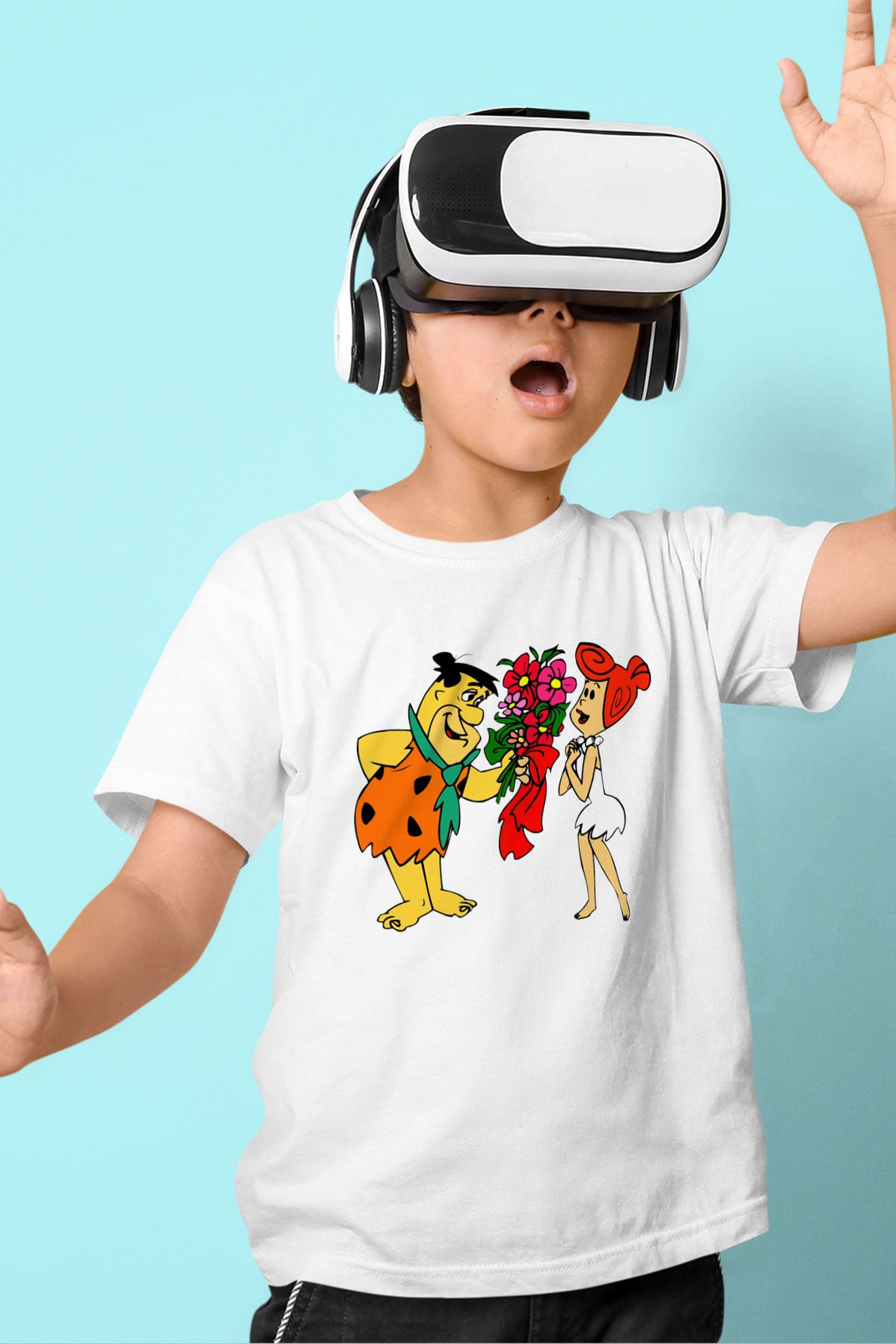 The Flintstones Taş Devri Beyaz Unisex  Çocuk Tişört