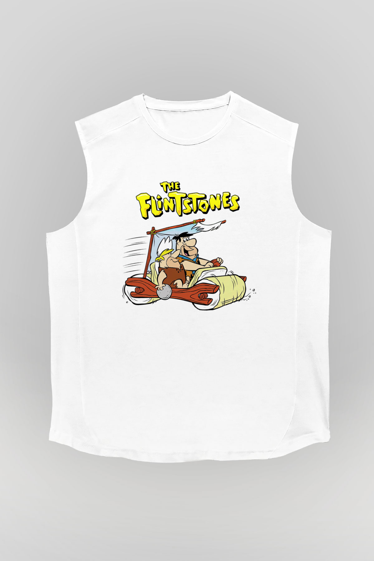 The Flintstones Taş Devri Beyaz Unisex Kolsuz Tişört