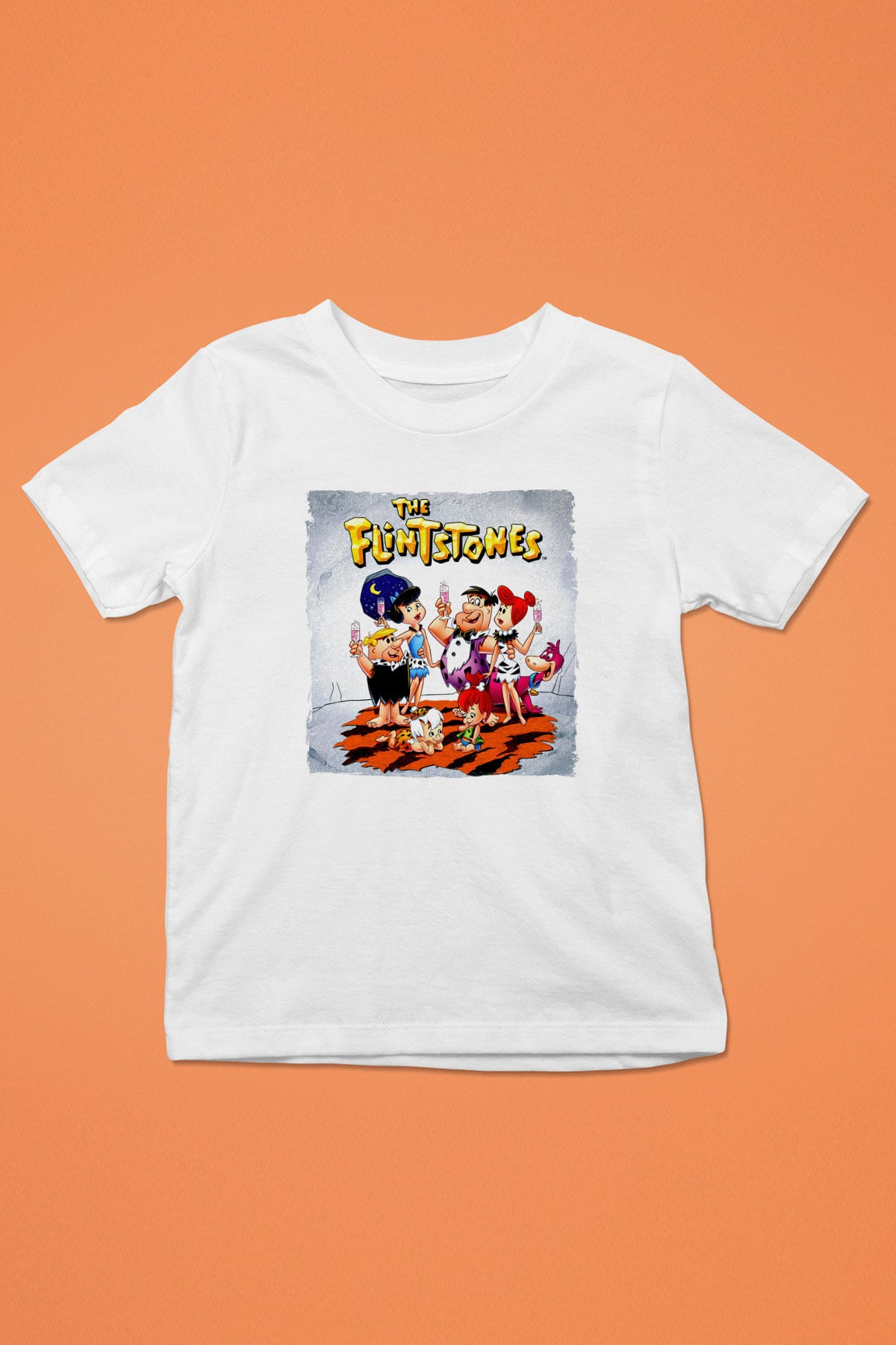 The Flintstones Taş Devri Beyaz Unisex  Çocuk Tişört