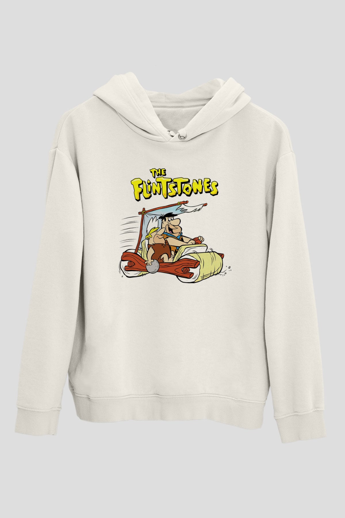 The Flintstones Taş Devri Beyaz Unisex Kapşonlu Sweatshirt