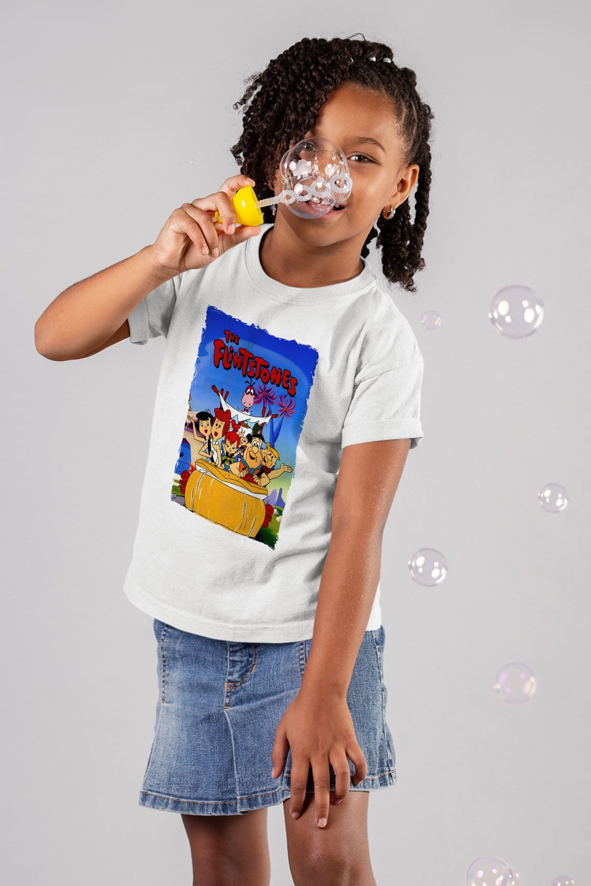 The Flintstones Taş Devri Beyaz Unisex  Çocuk Tişört