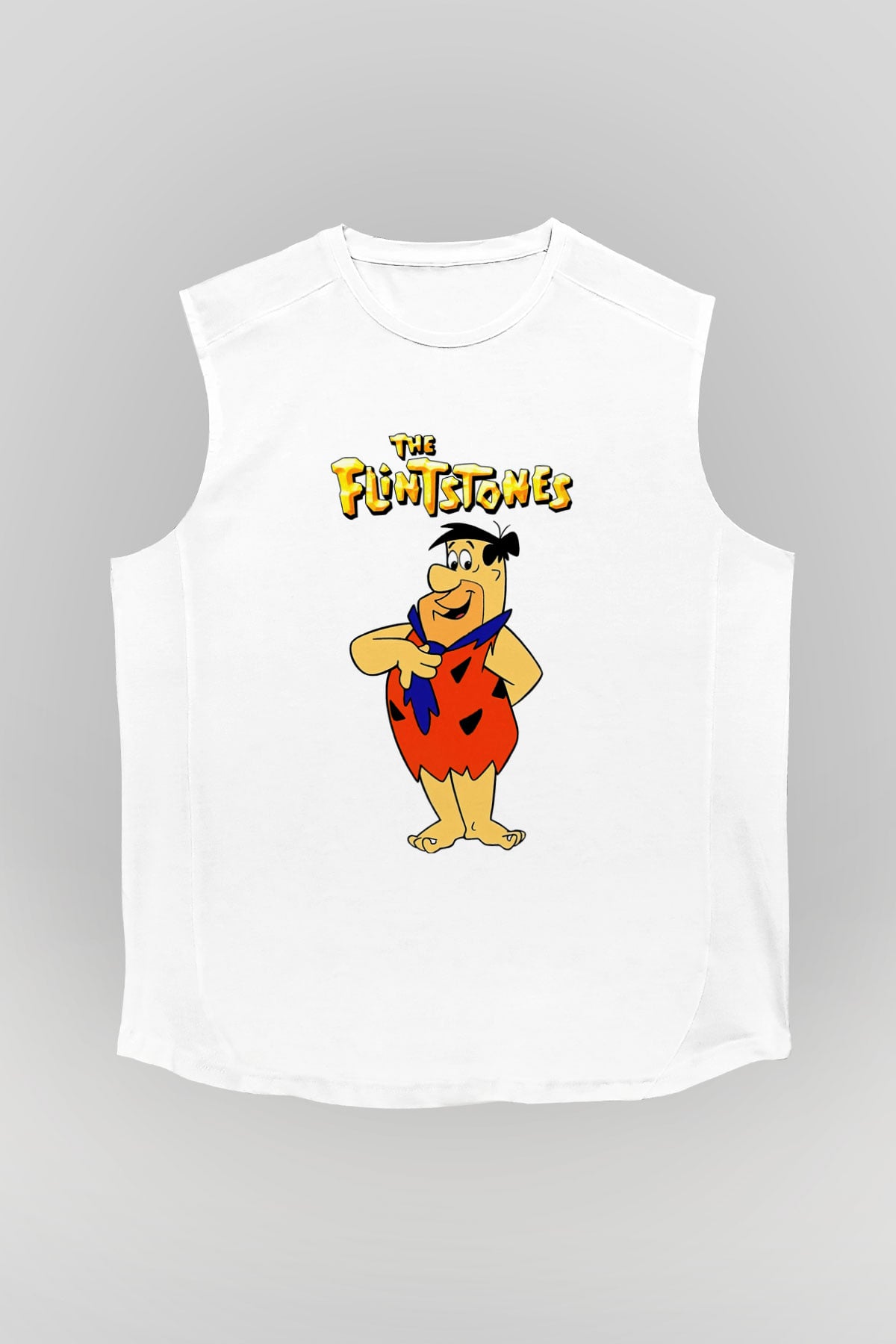 The Flintstones Taş Devri Beyaz Unisex  Kolsuz Tişört