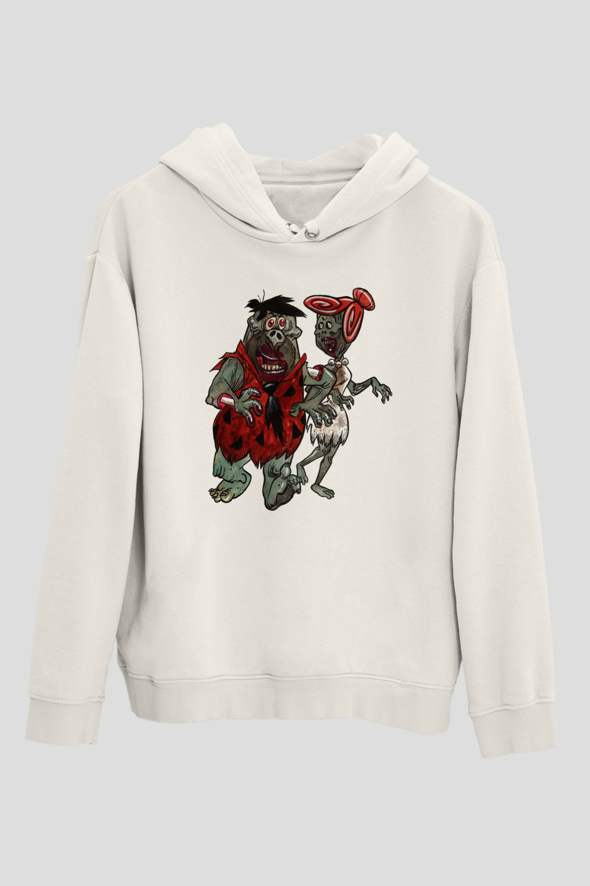 The Flintstones Taş Devri Beyaz Unisex Kapşonlu Sweatshirt