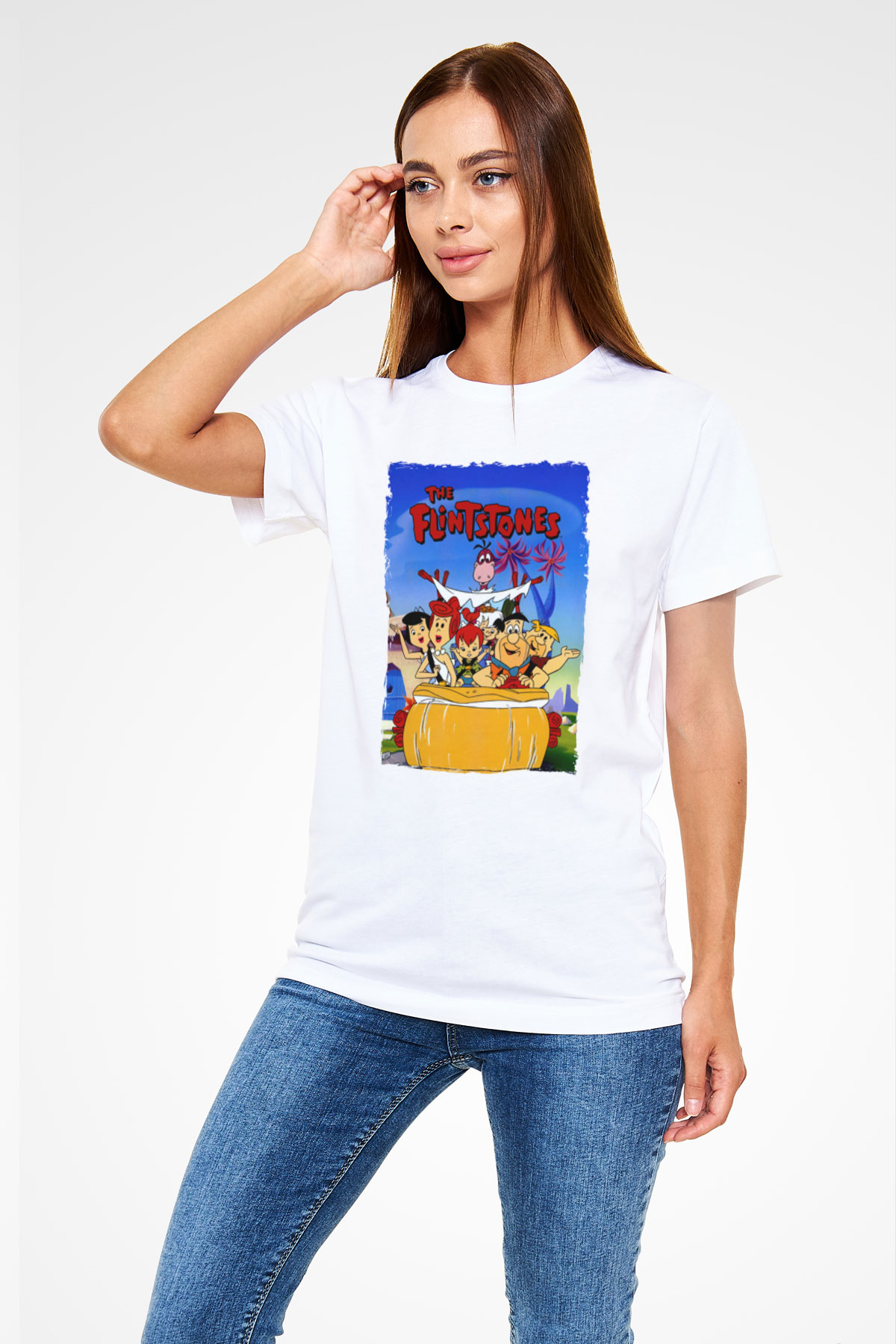 The Flintstones Taş Devri Beyaz Unisex Tişört