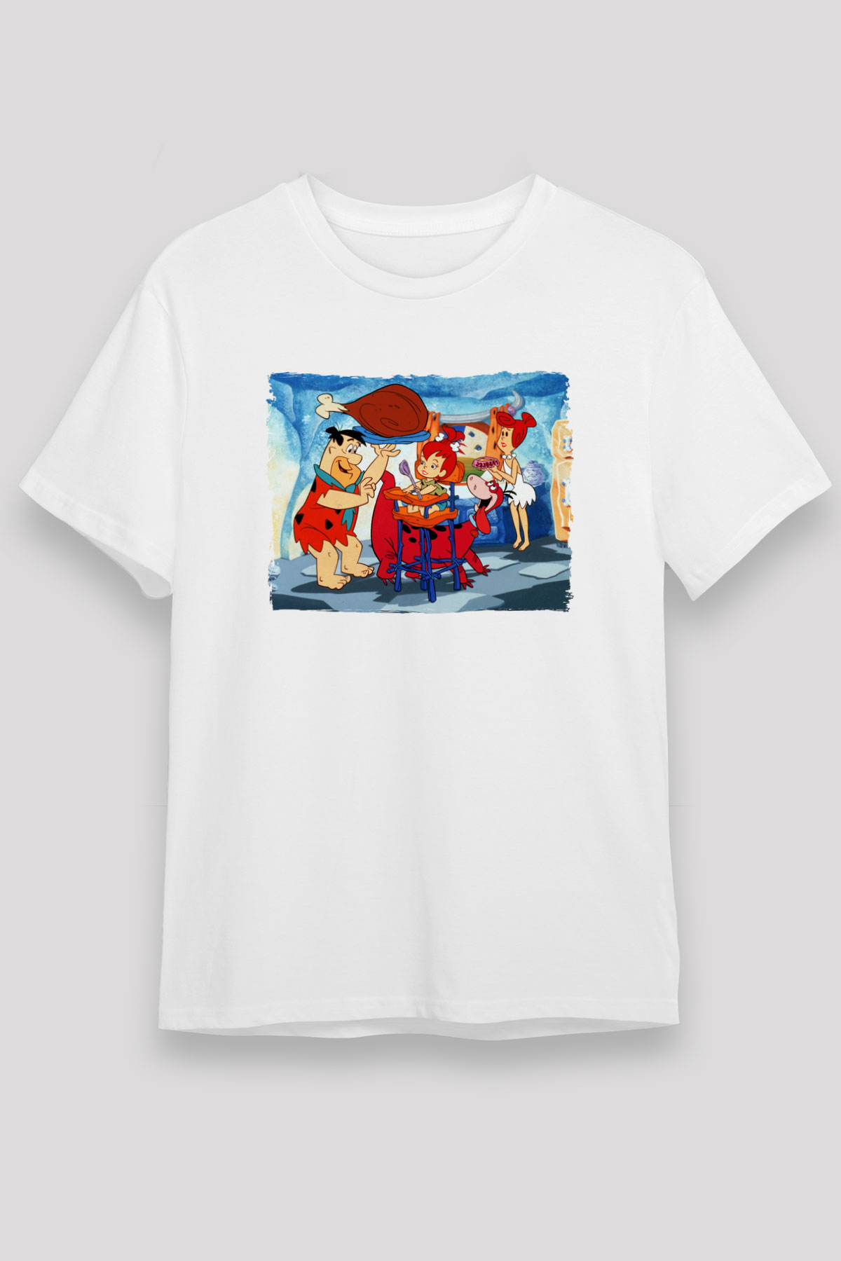 The Flintstones Taş Devri Beyaz Unisex Tişört