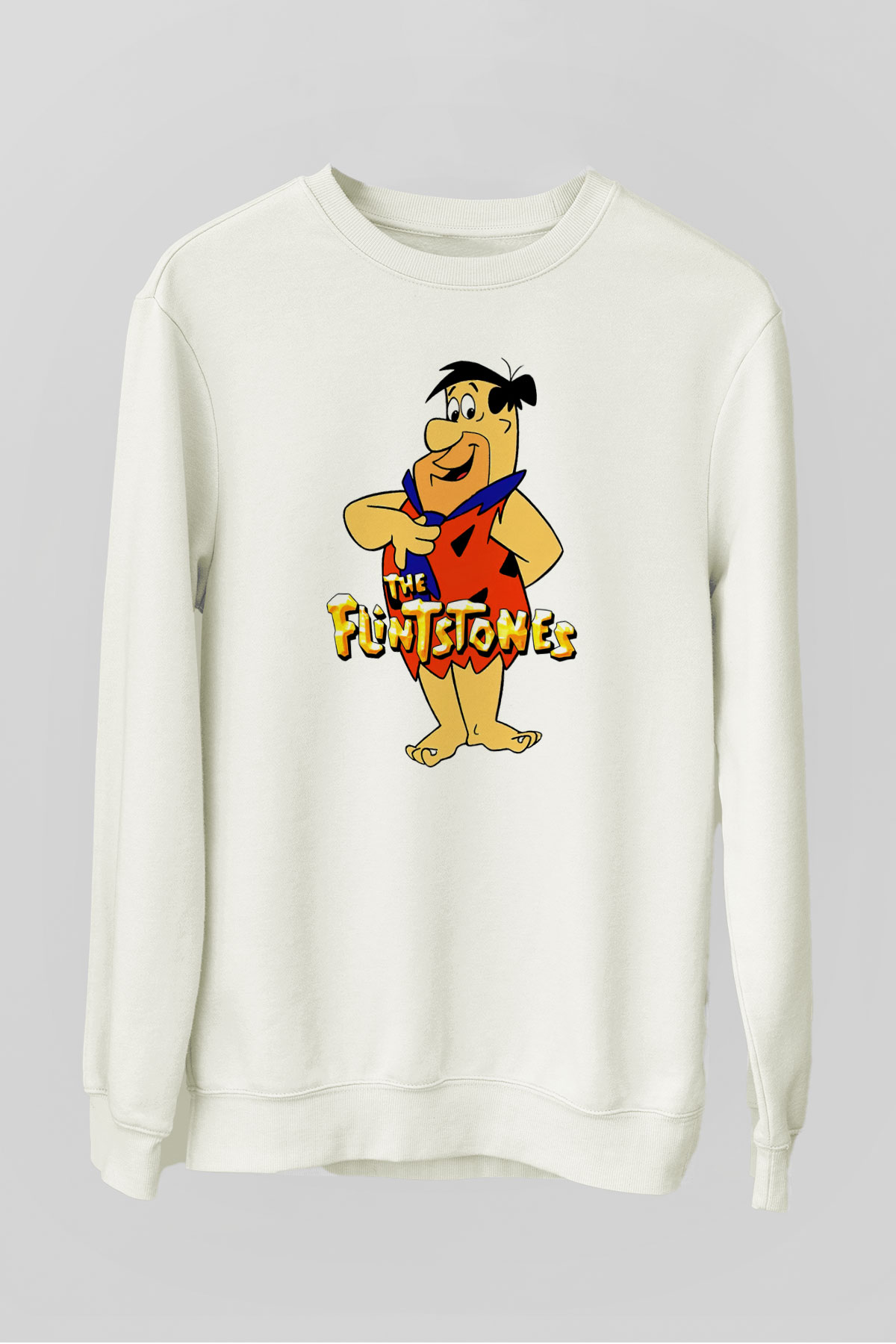 The Flintstones Taş Devri Beyaz Unisex  Sweatshirt