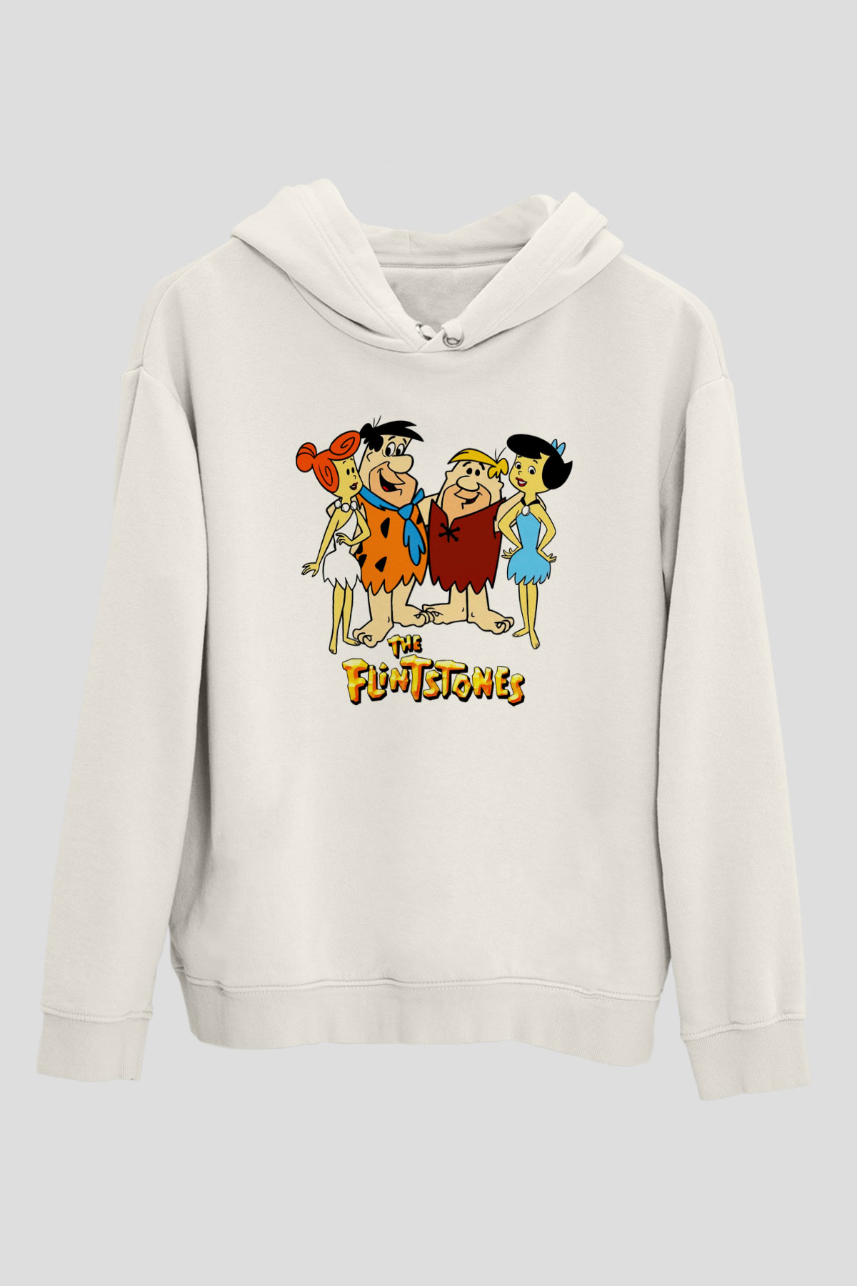 The Flintstones Taş Devri Beyaz Unisex Hoodie