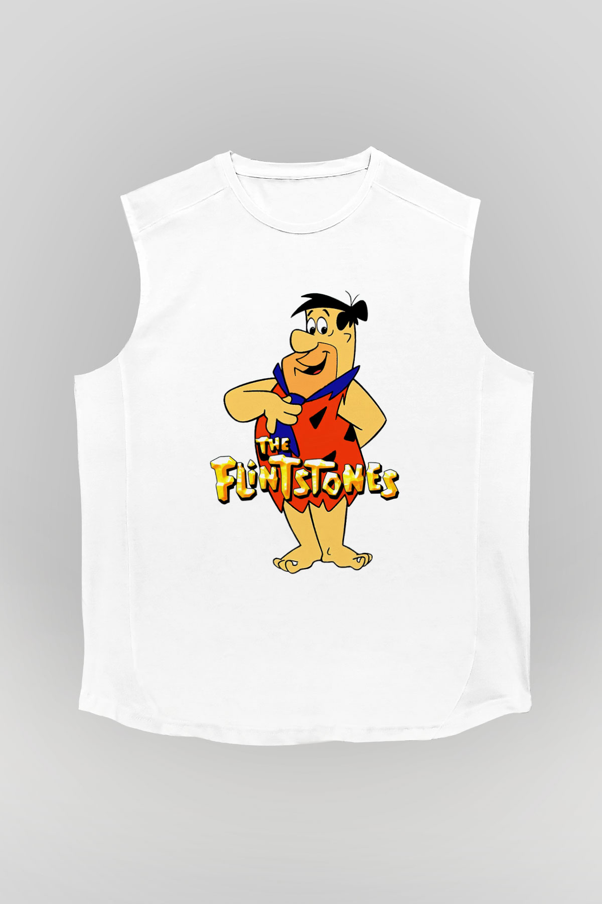 The Flintstones Taş Devri Beyaz Unisex  Kolsuz Tişört