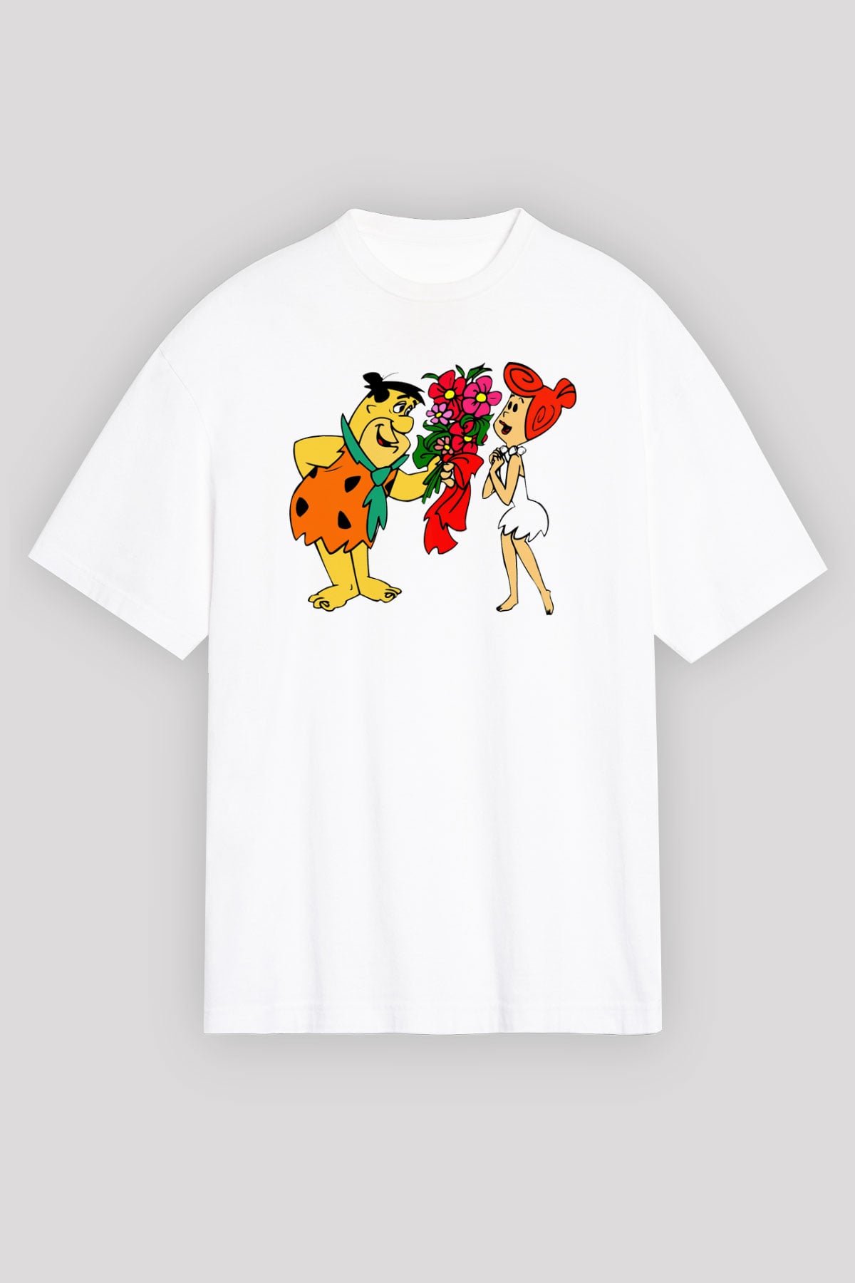The Flintstones Taş Devri Beyaz Oversize Tişört