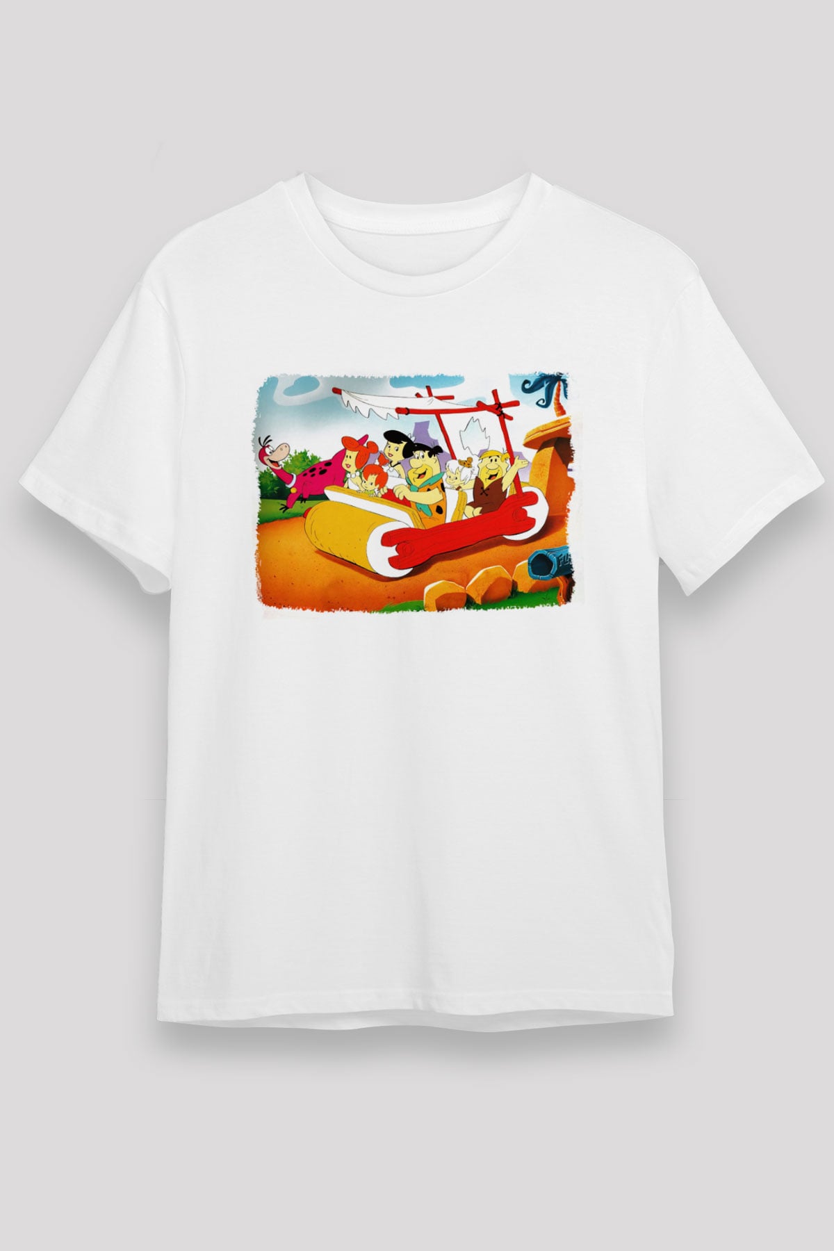 The Flintstones Taş Devri Beyaz Unisex Tişört