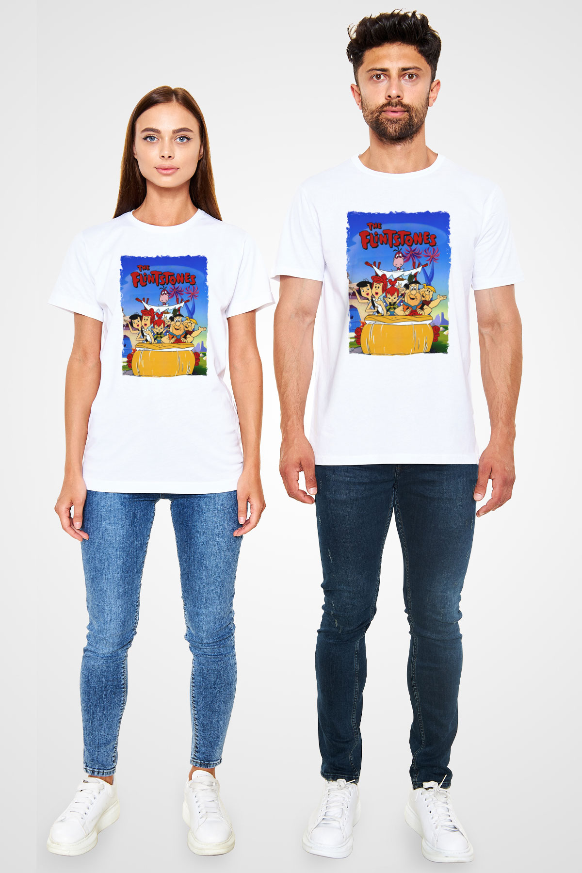 The Flintstones Taş Devri Beyaz Unisex Tişört