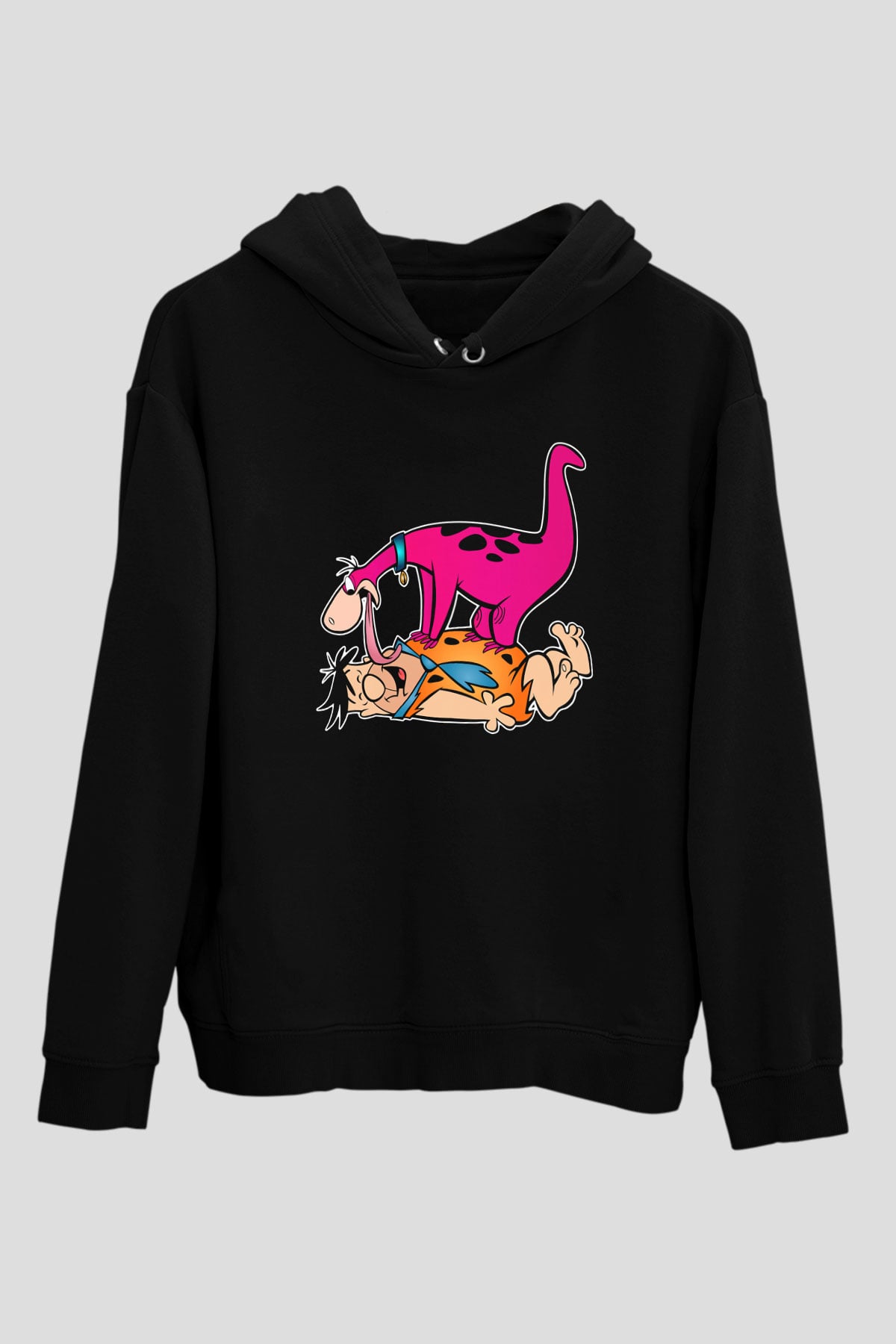 The Flintstones Taş Devri Siyah Unisex Kapüşonlu Sweatshirt
