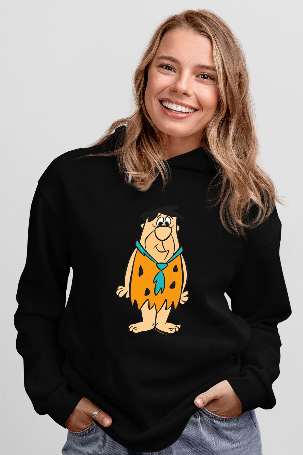 The Flintstones Taş Devri Siyah Unisex Hoodie