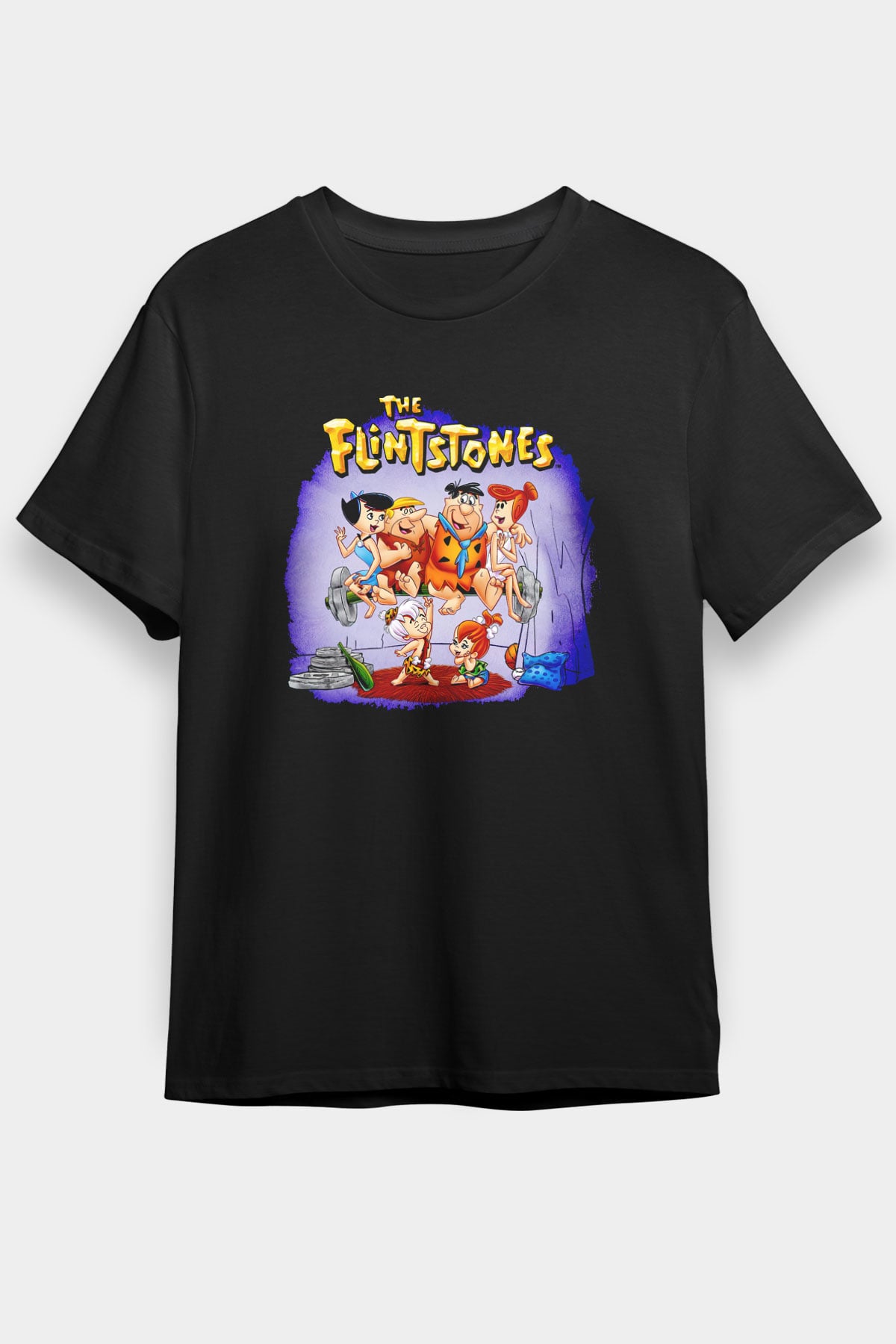 The Flintstones Taş Devri Siyah Unisex Tişört