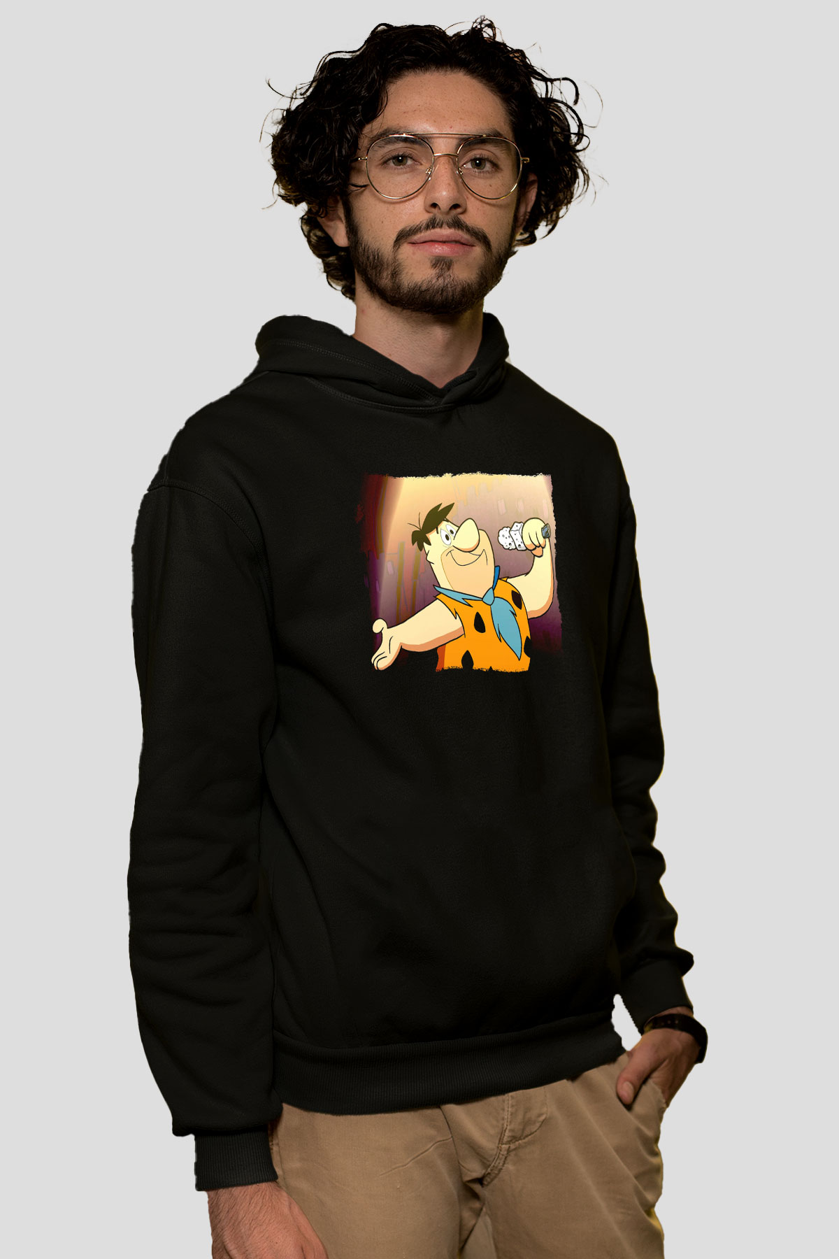 The Flintstones Taş Devri Siyah Unisex Hoodie
