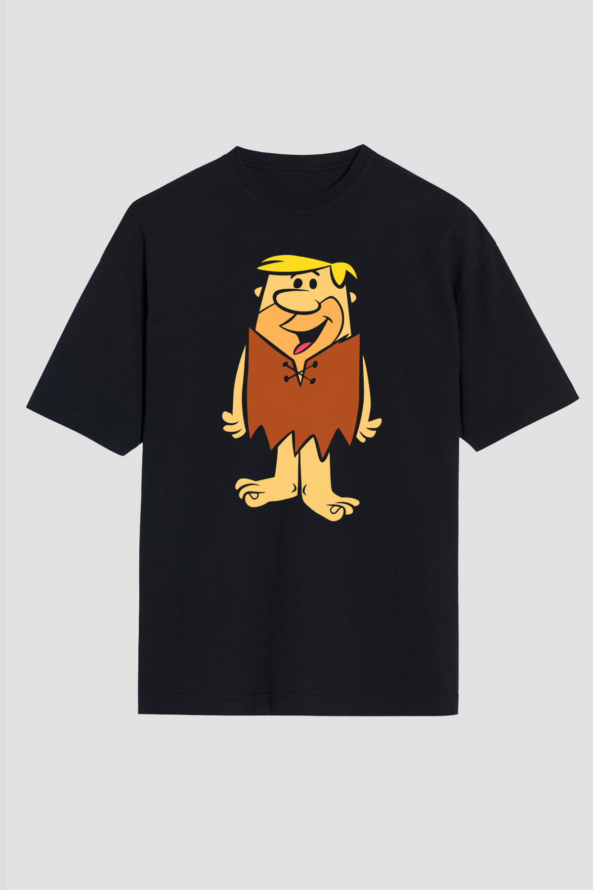 The Flintstones Taş Devri Siyah Unisex Oversize Tişört