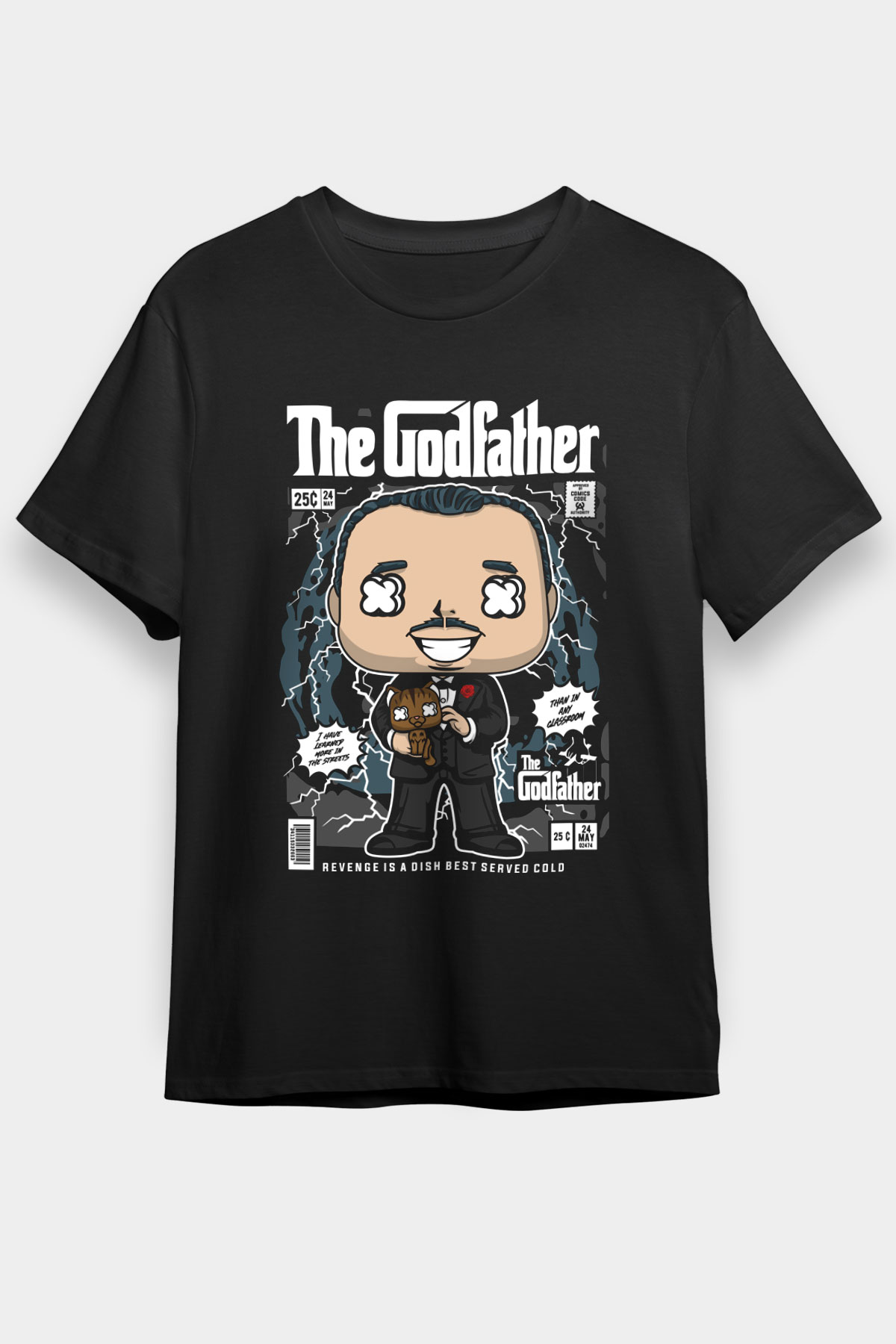 The Godfather Baskılı Unisex Siyah Tişört