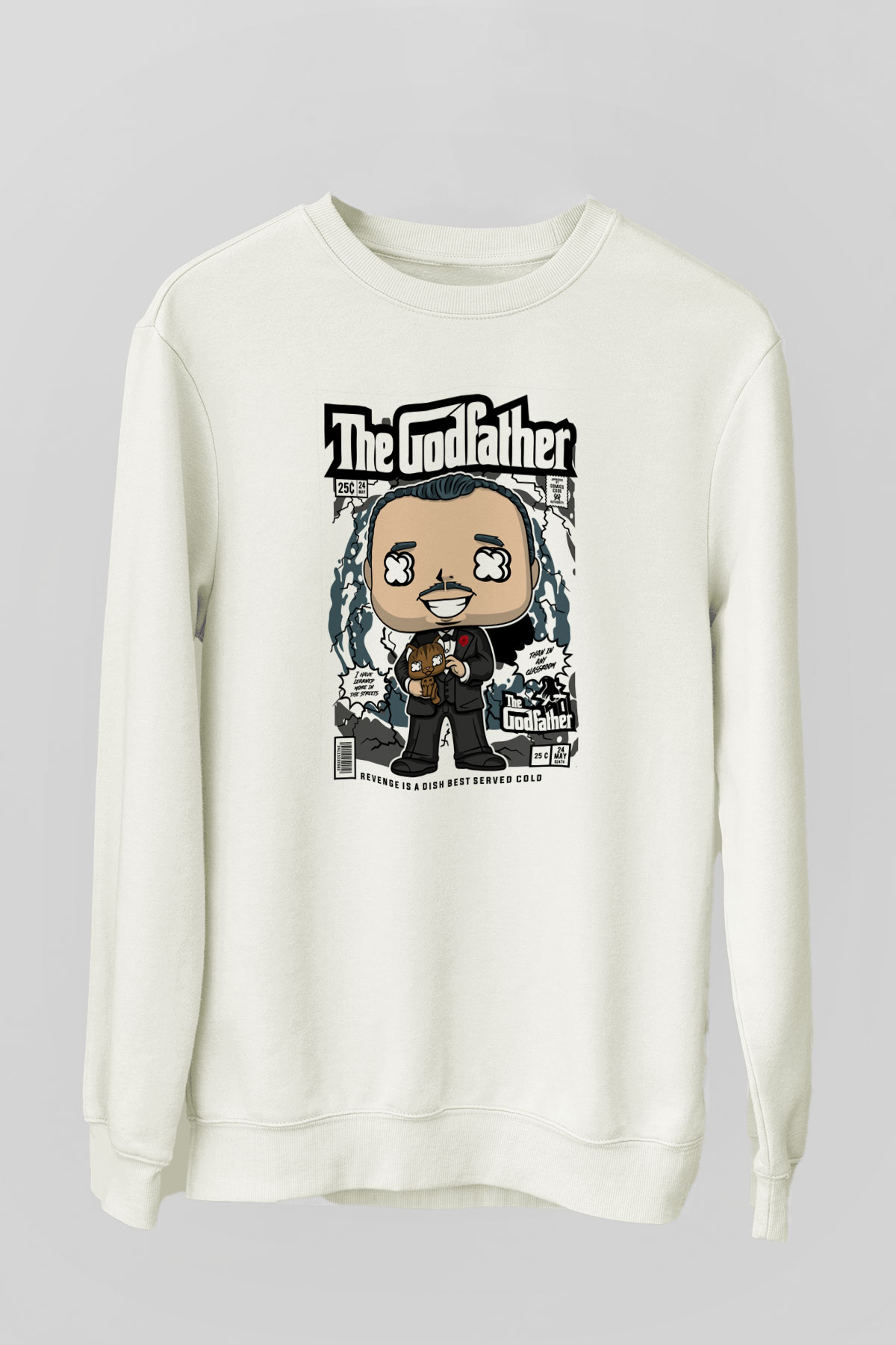 The Godfather Corleone Baskılı Unisex Beyaz Sweatshirt