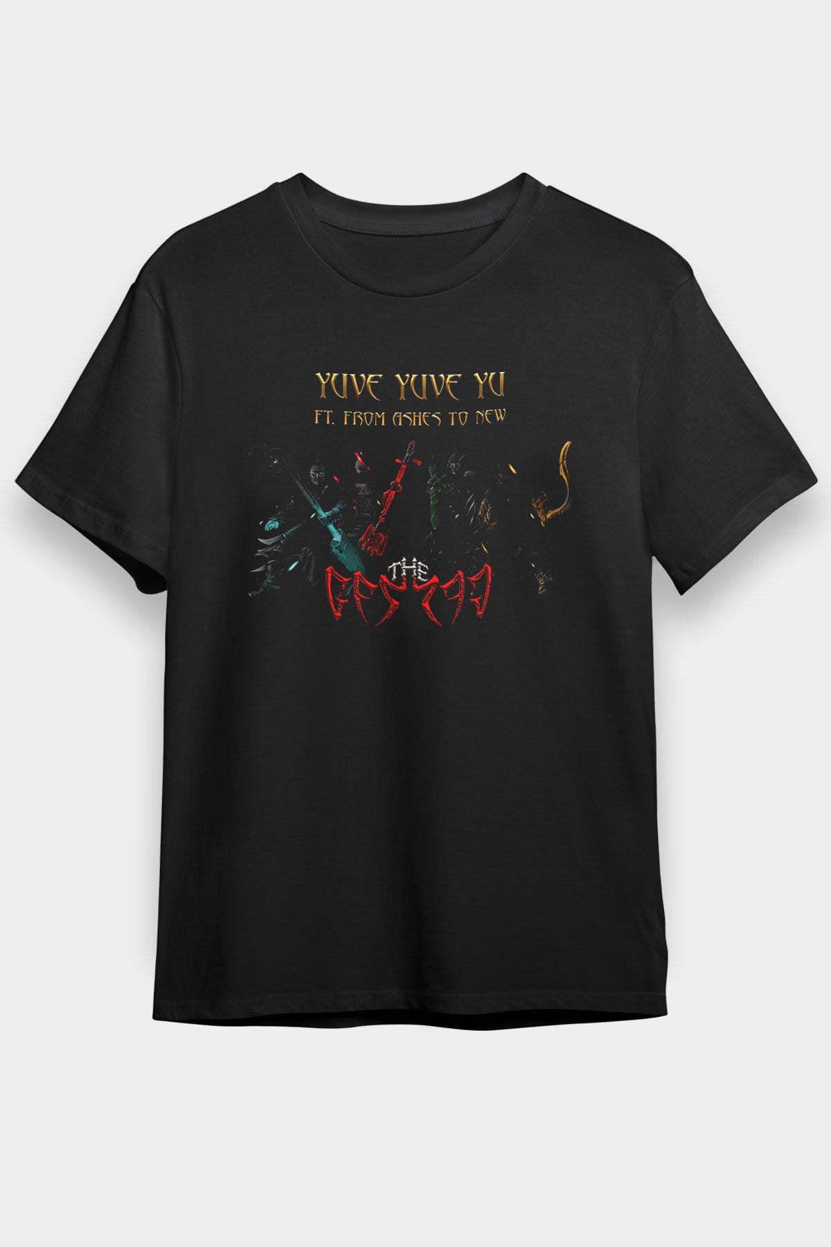 The Hu Baskılı Unisex Siyah Tişört - Tshirt