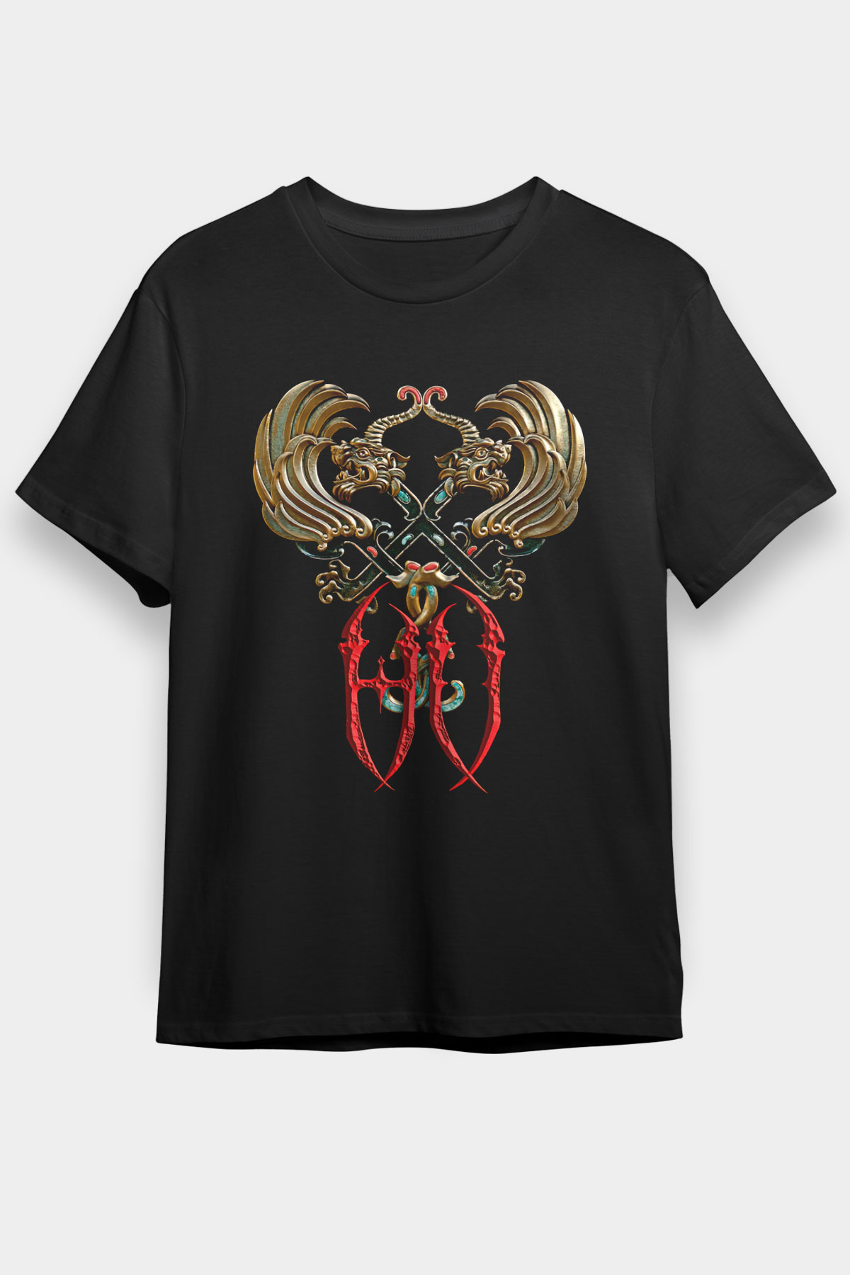 The Hu Baskılı Unisex Siyah Tişört - Tshirt