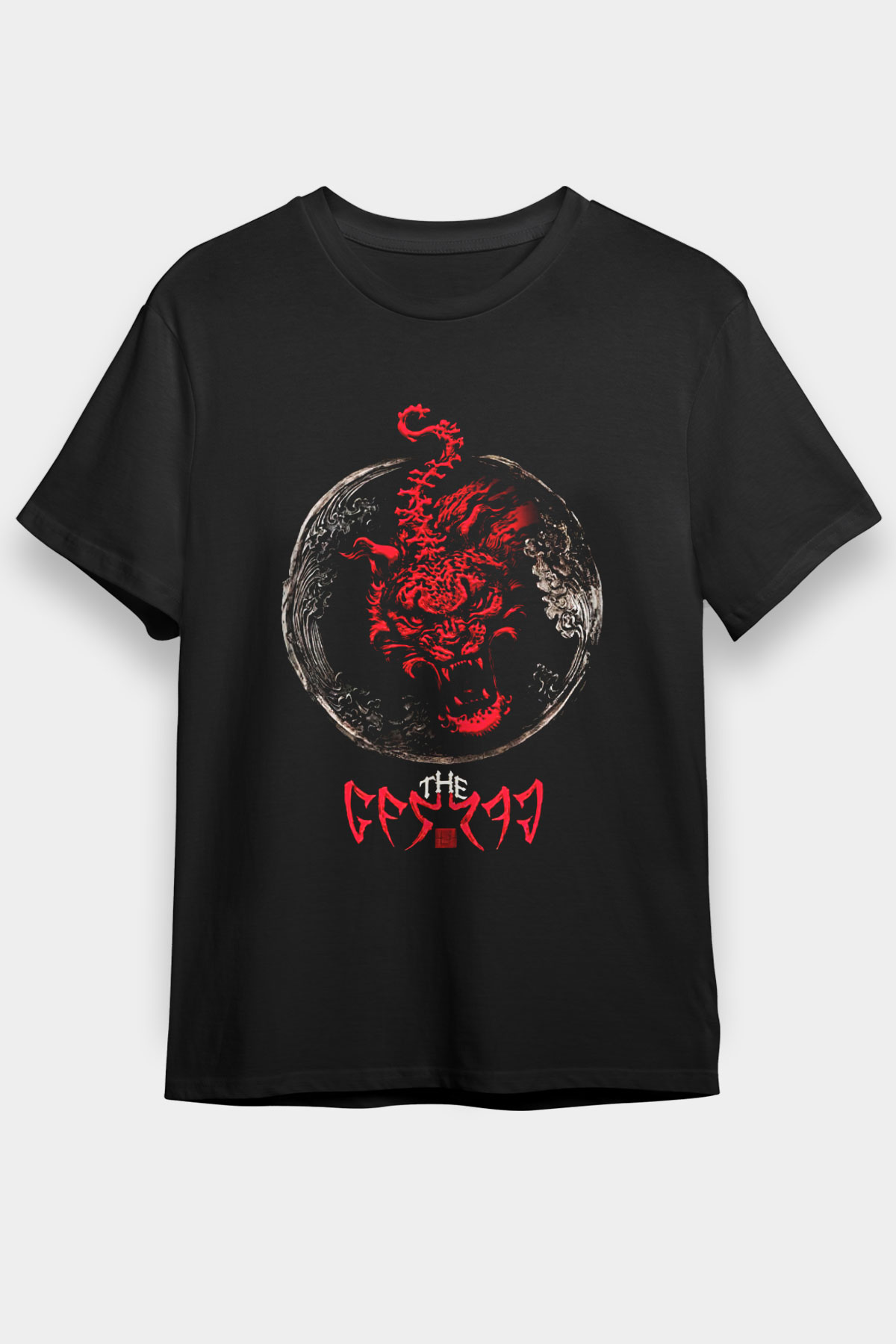 The Hu Baskılı Unisex Siyah Tişört - Tshirt