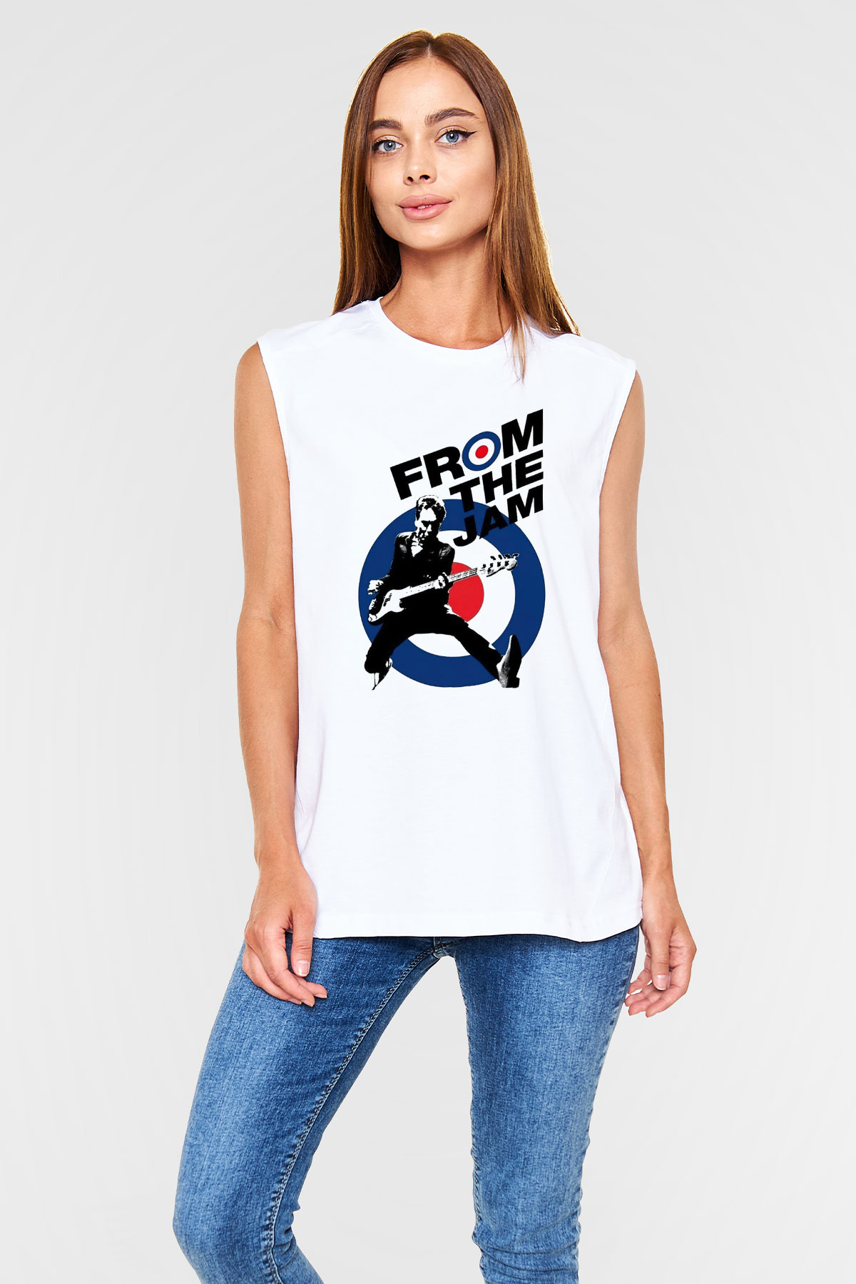 The Jam Beyaz Unisex Kolsuz Tişört