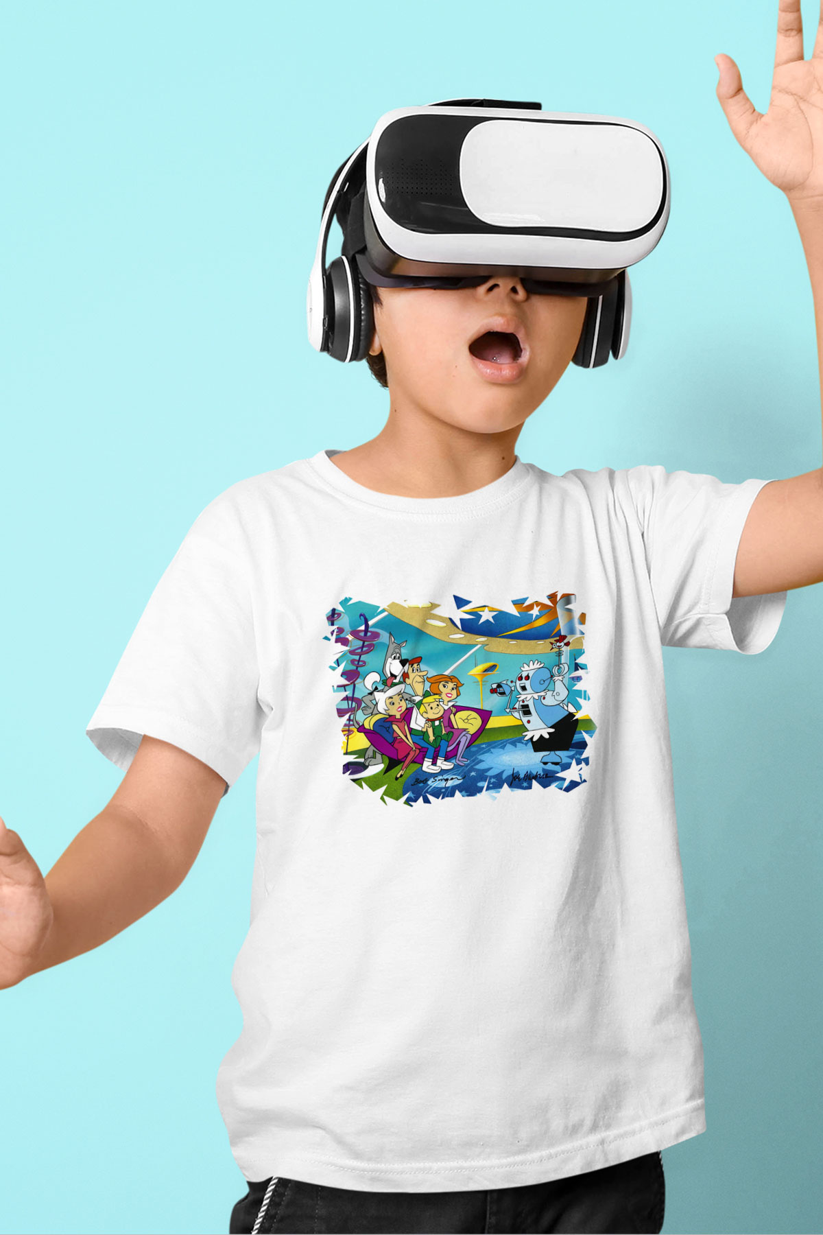The Jetsons Jetsonlar Baskılı Beyaz Unisex Çocuk Tişört