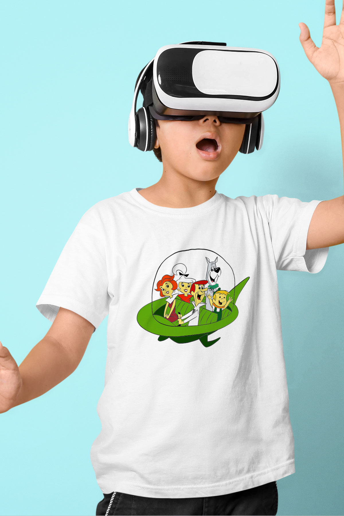 The Jetsons Jetsonlar Baskılı Beyaz Unisex Çocuk Tişört